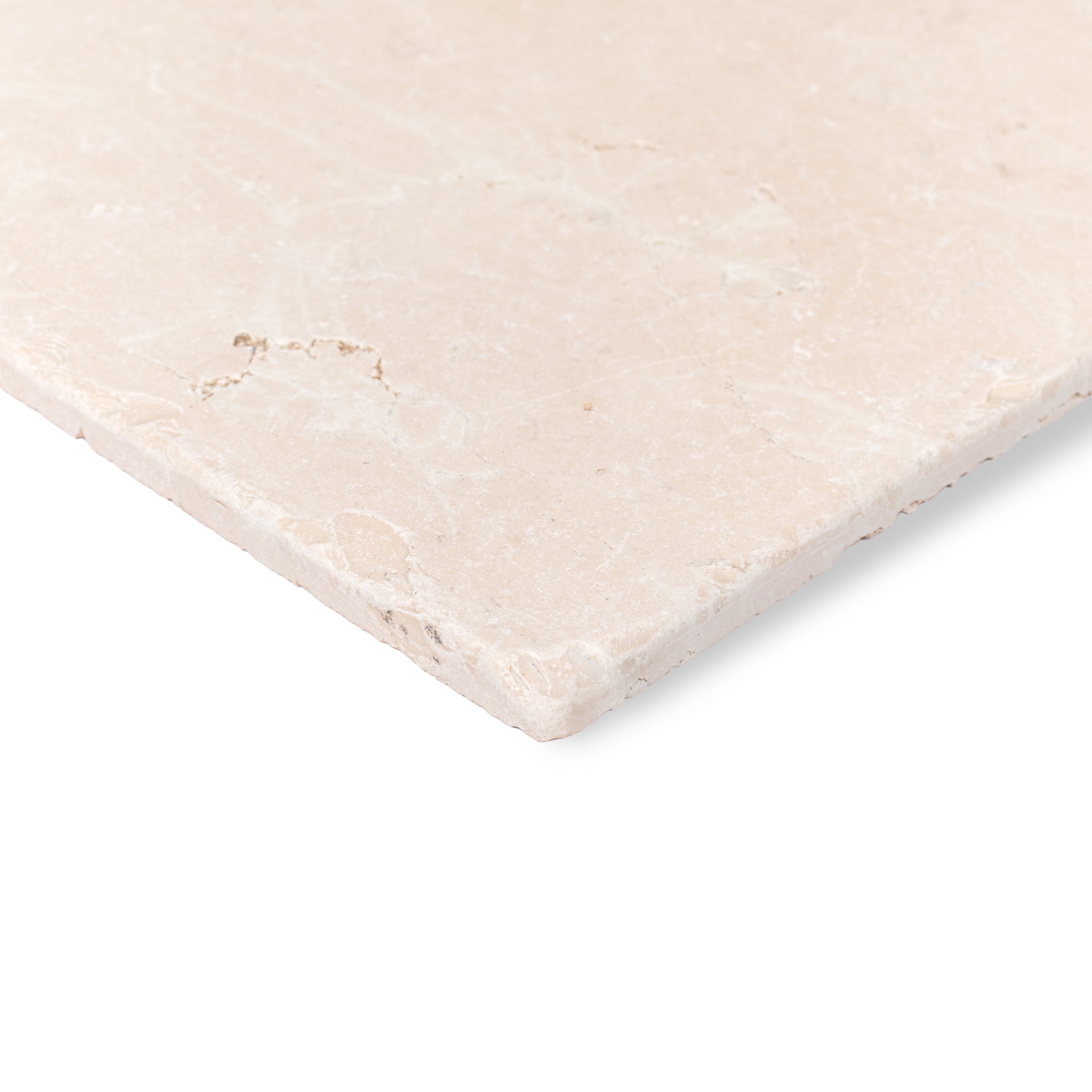 Rosa Asiago Tumbled Stone Tile Sample in soft beige tones from SAMPLES ONLY collection, globally sourced for your imagination