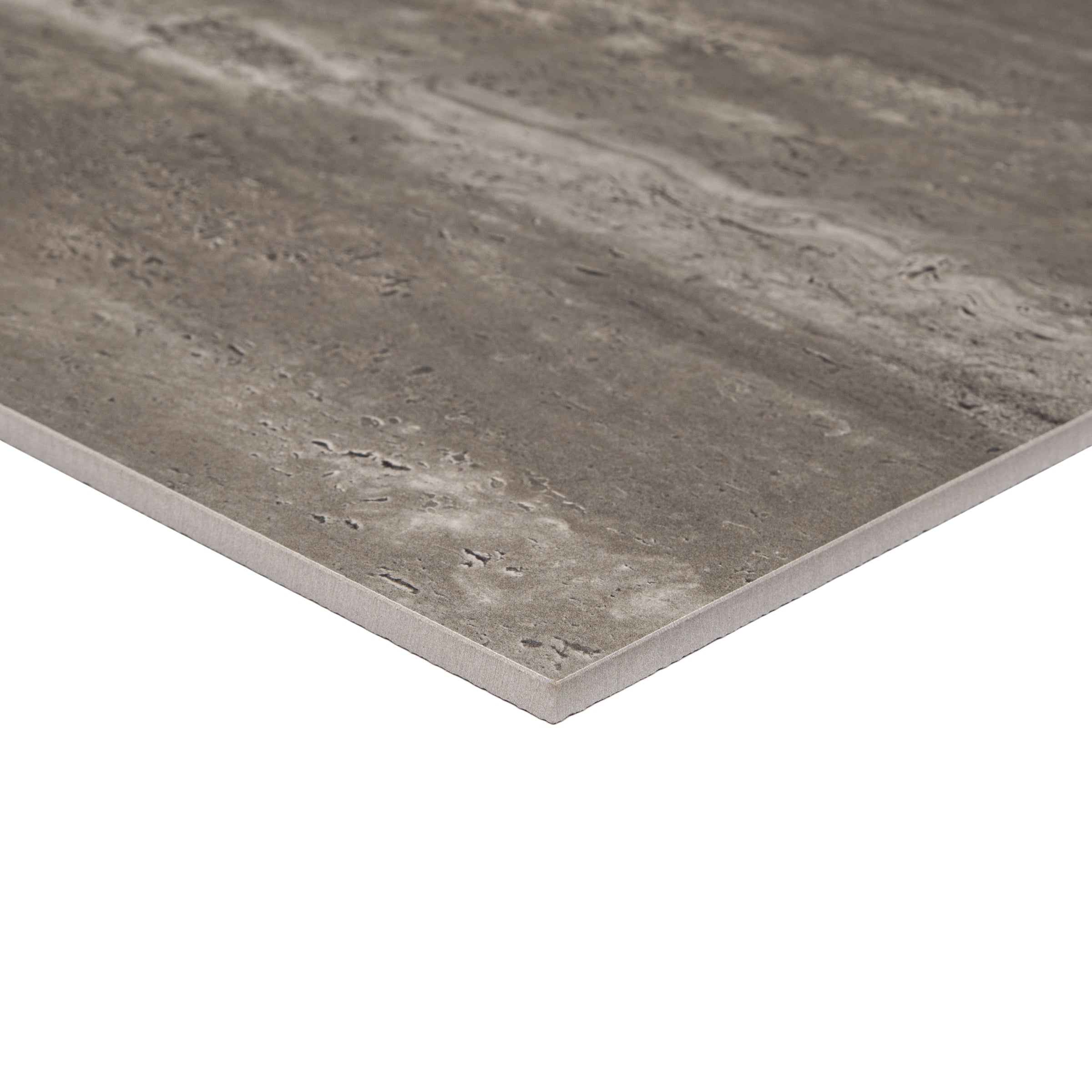 Fuscus Travertine Stone Look Porcelain Tile Sample with natural stone texture from Porcelain, SAMPLES ONLY collection