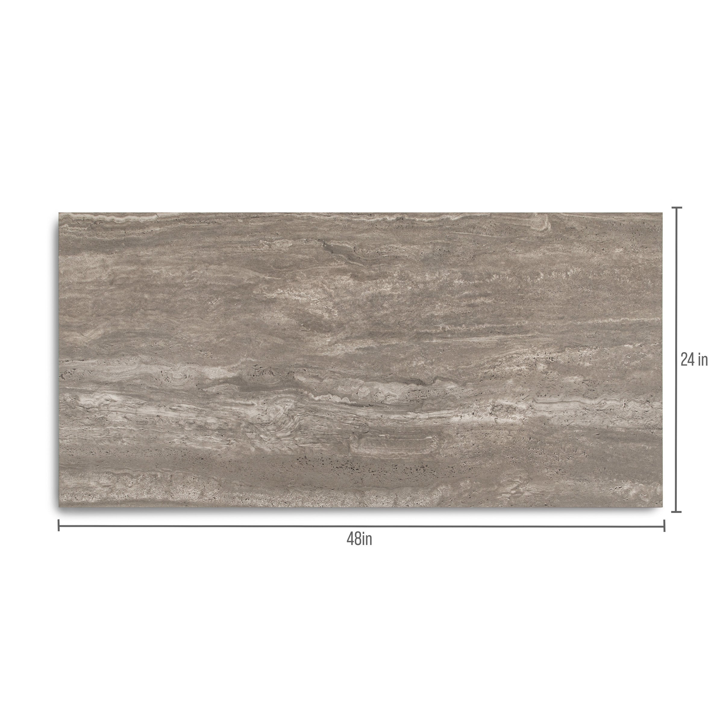 Fuscus 24x48 Travertine Stone Look Porcelain Tile in brown and taupe from Stone Editions Porcelain Tile collection