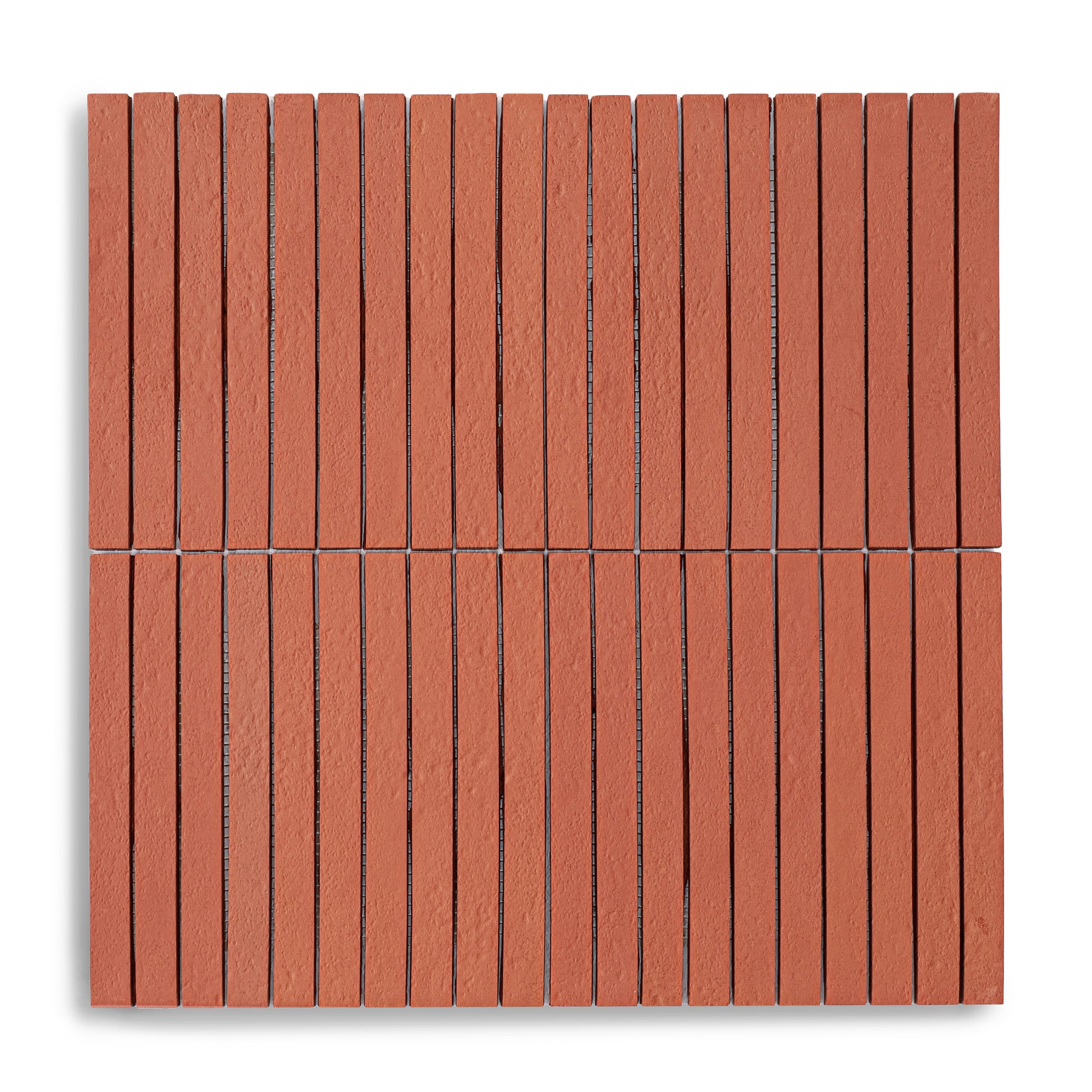Rosso Stripes Textured Terracotta Mosaic in orange and terracotta striped pattern from Cotto Colors Terracotta Tile collection