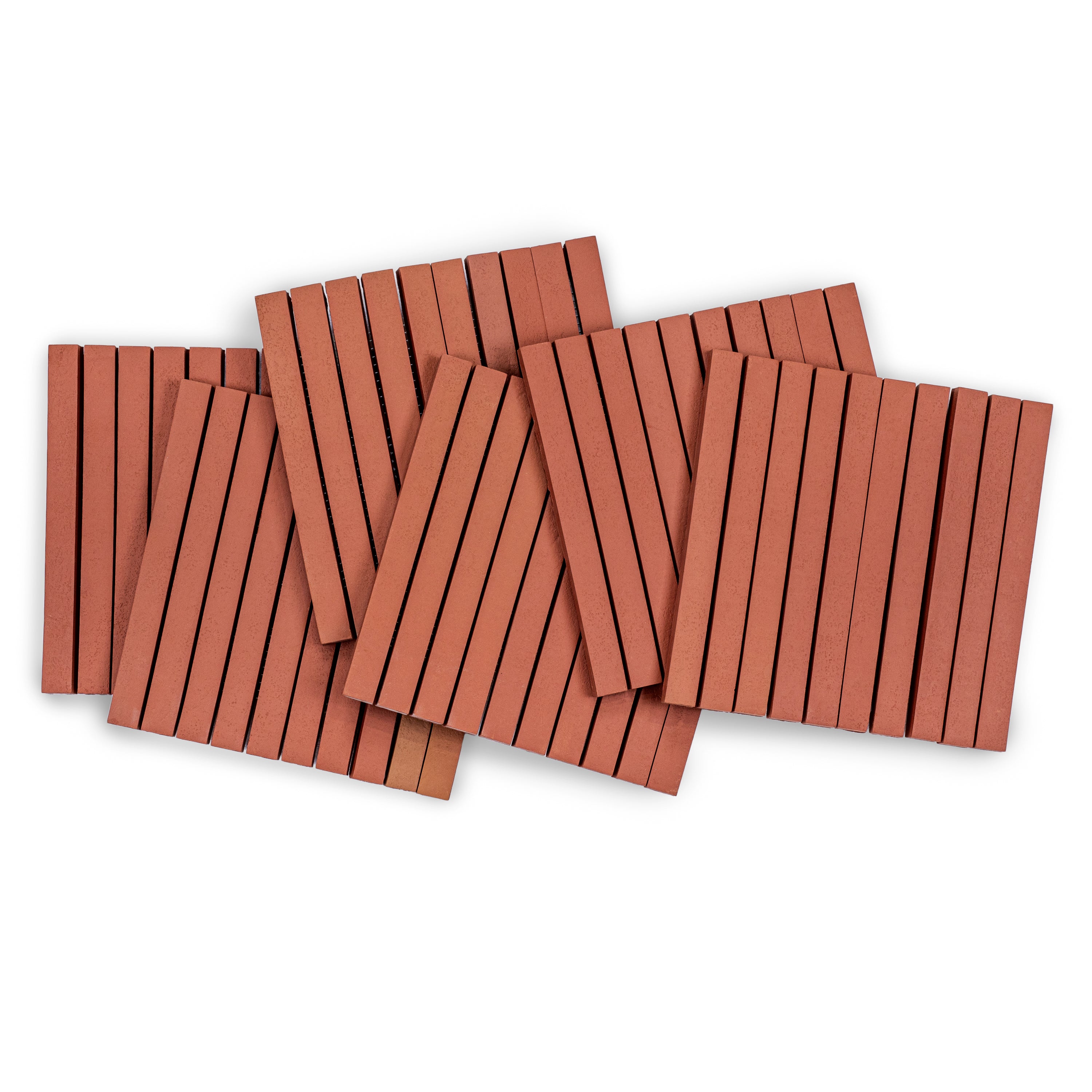 Rosso Stripes Textured Terracotta Mosaic in orange and red striped terracotta from Cotto Colors Terracotta Tile collection