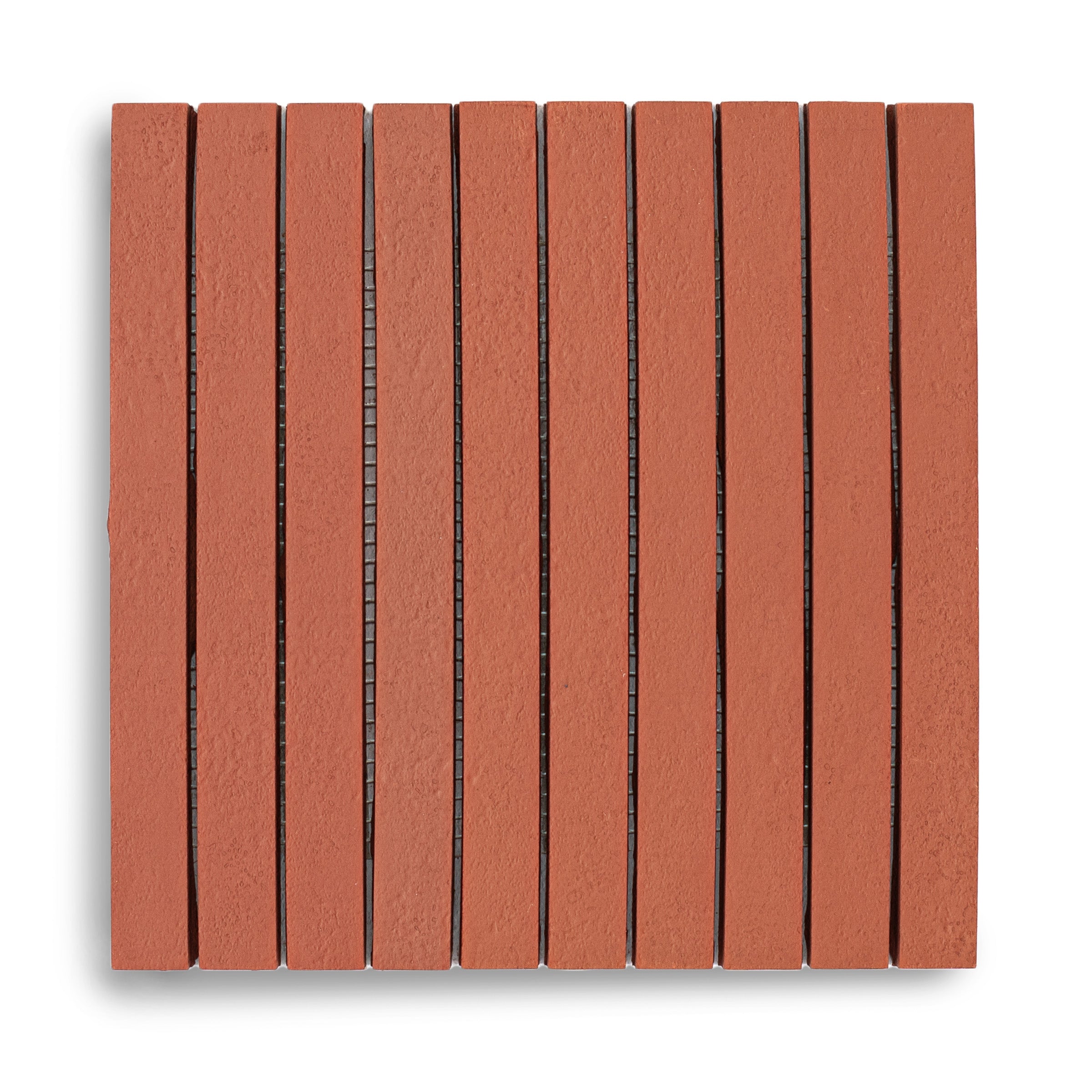 Rosso Stripes Textured Terracotta Mosaic in orange and terracotta striped pattern from Cotto Colors Terracotta Tile collection