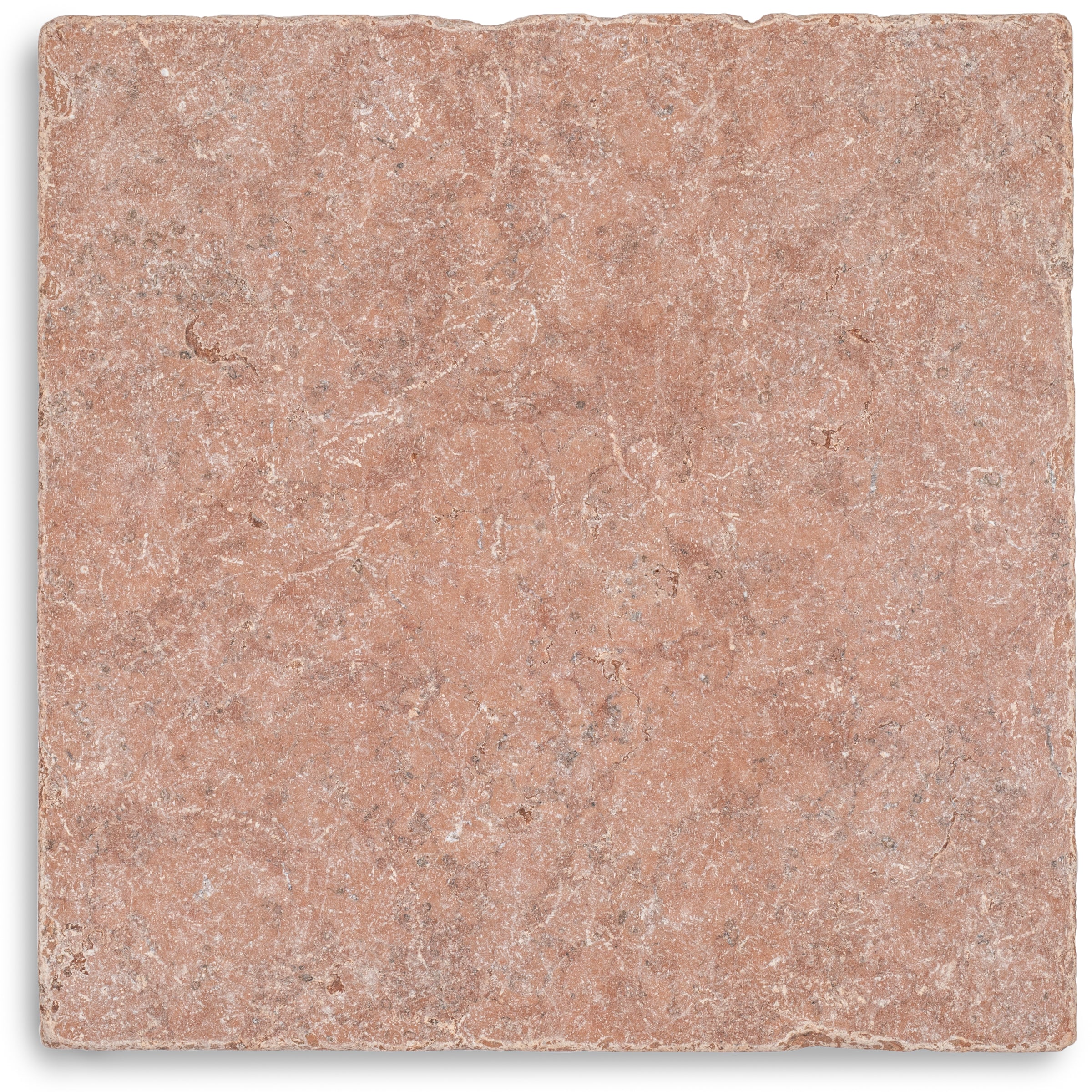 Square ceramic tile in warm reddish-brown tones with a textured, naturally varied surface