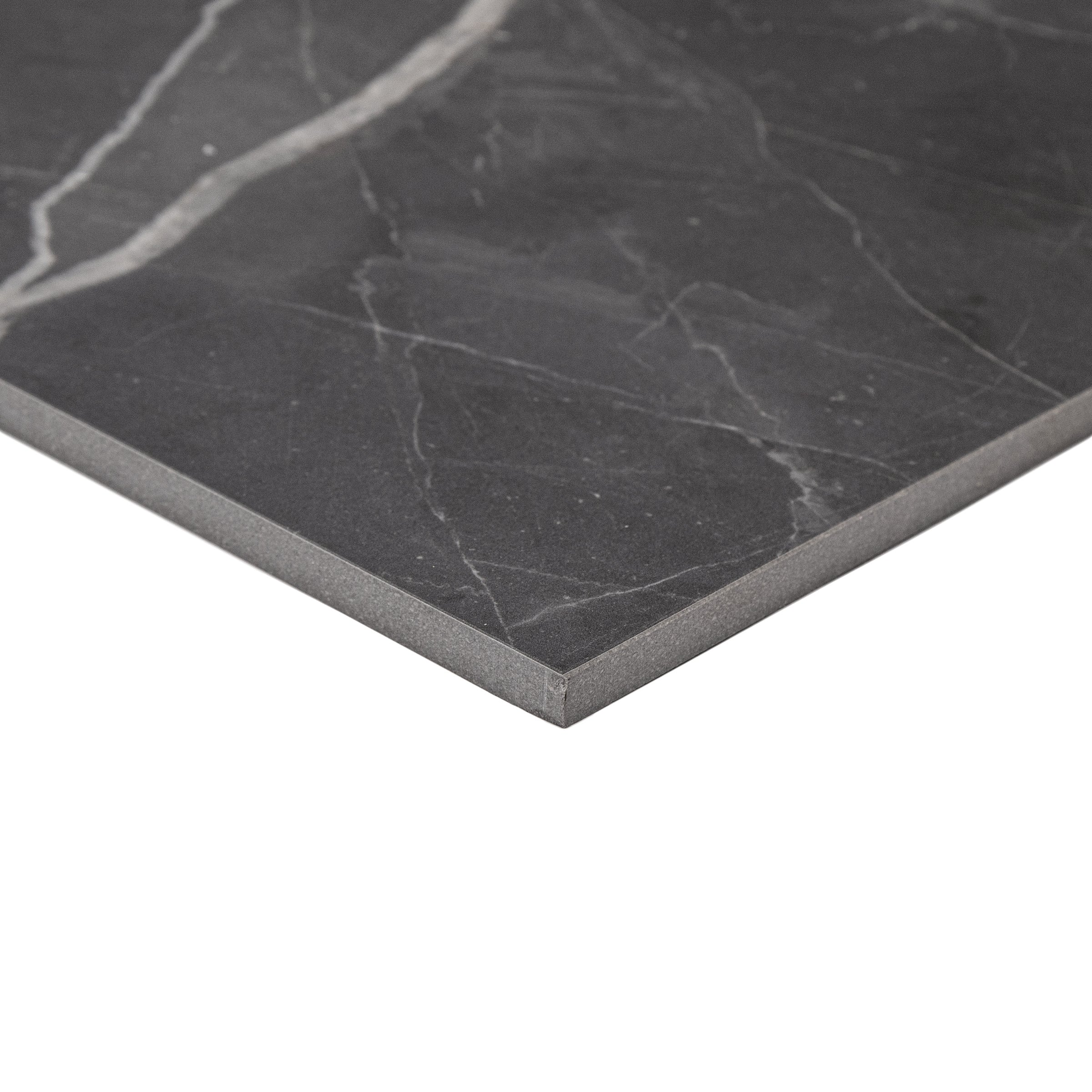 Royal Grey Satin Marble Look Porcelain Tile Sample from Porcelain and SAMPLES ONLY collections, globally sourced design.