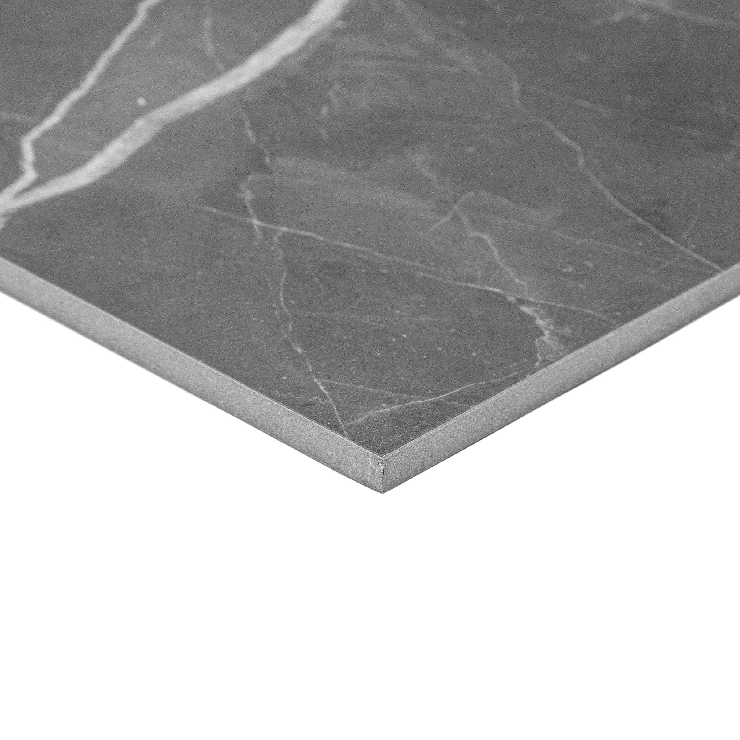 Royal Grey Satin Marble Look Porcelain Tile in gray with white veining from Large Format Tiles, Marble Editions Porcelain Tile collection
