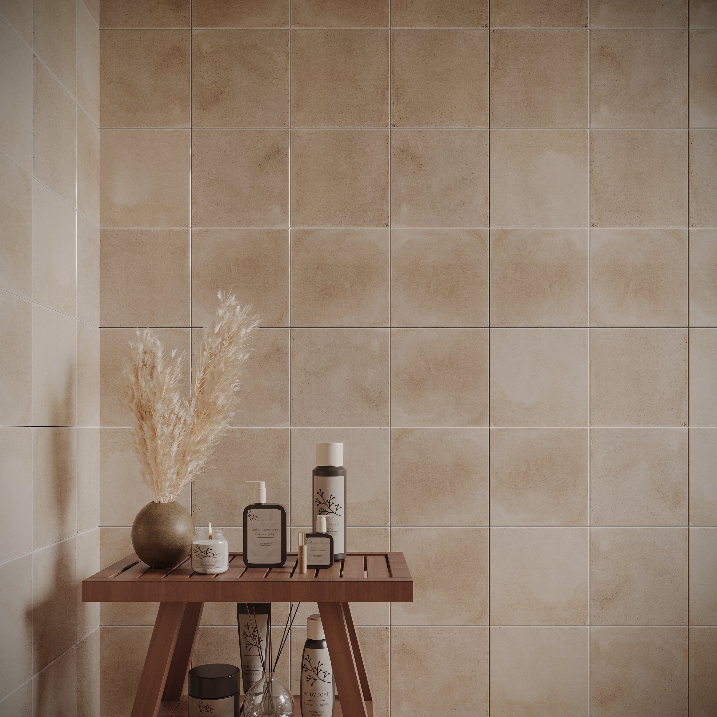 Sand Gloss Porcelain Tile in beige tones with a luminous glazed finish from Small Format Tiles and Artifacts Porcelain Tile collections
