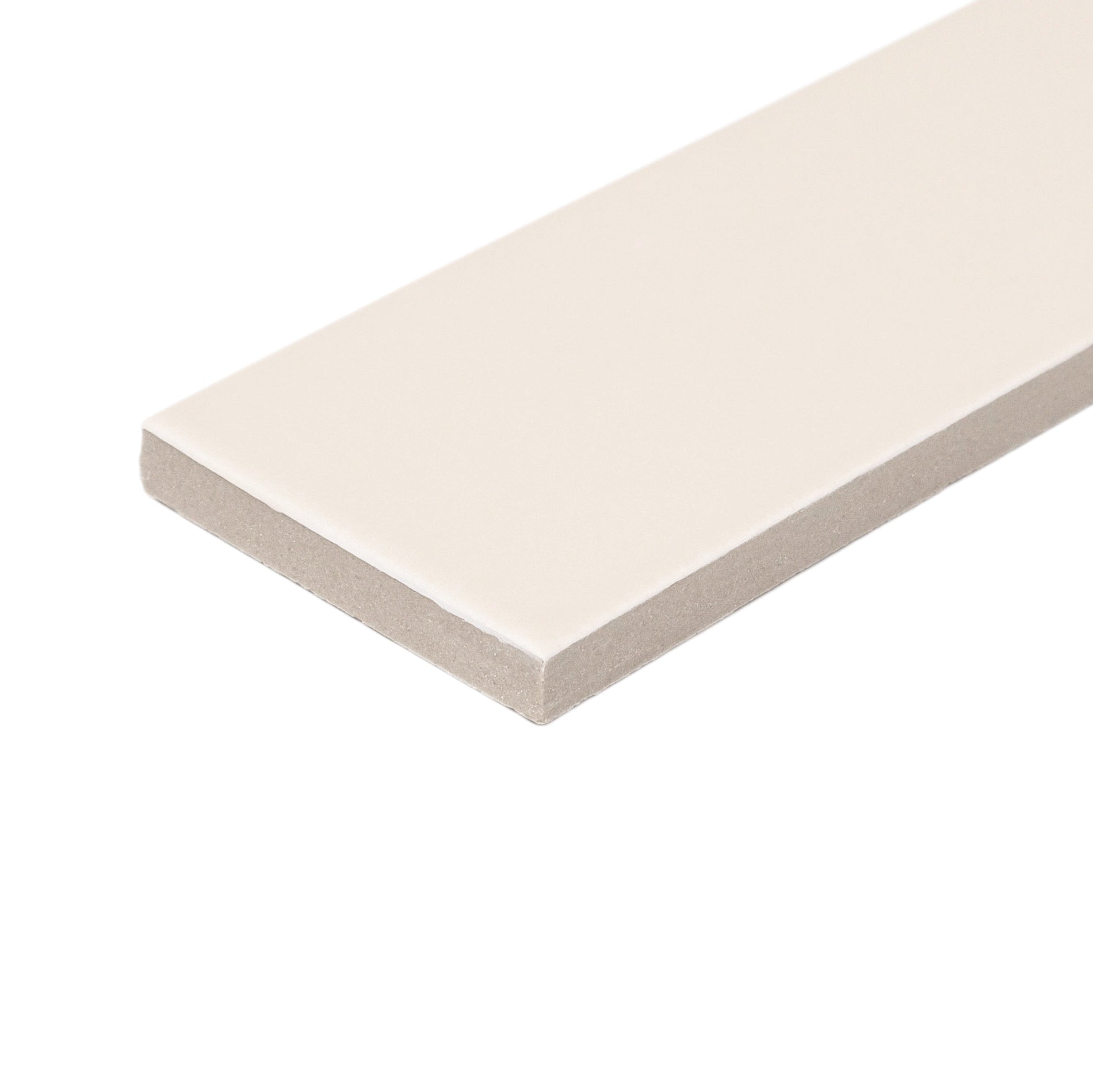 Rectangular ceramic tile in soft beige matte finish with smooth surface and clean edges shown on white background