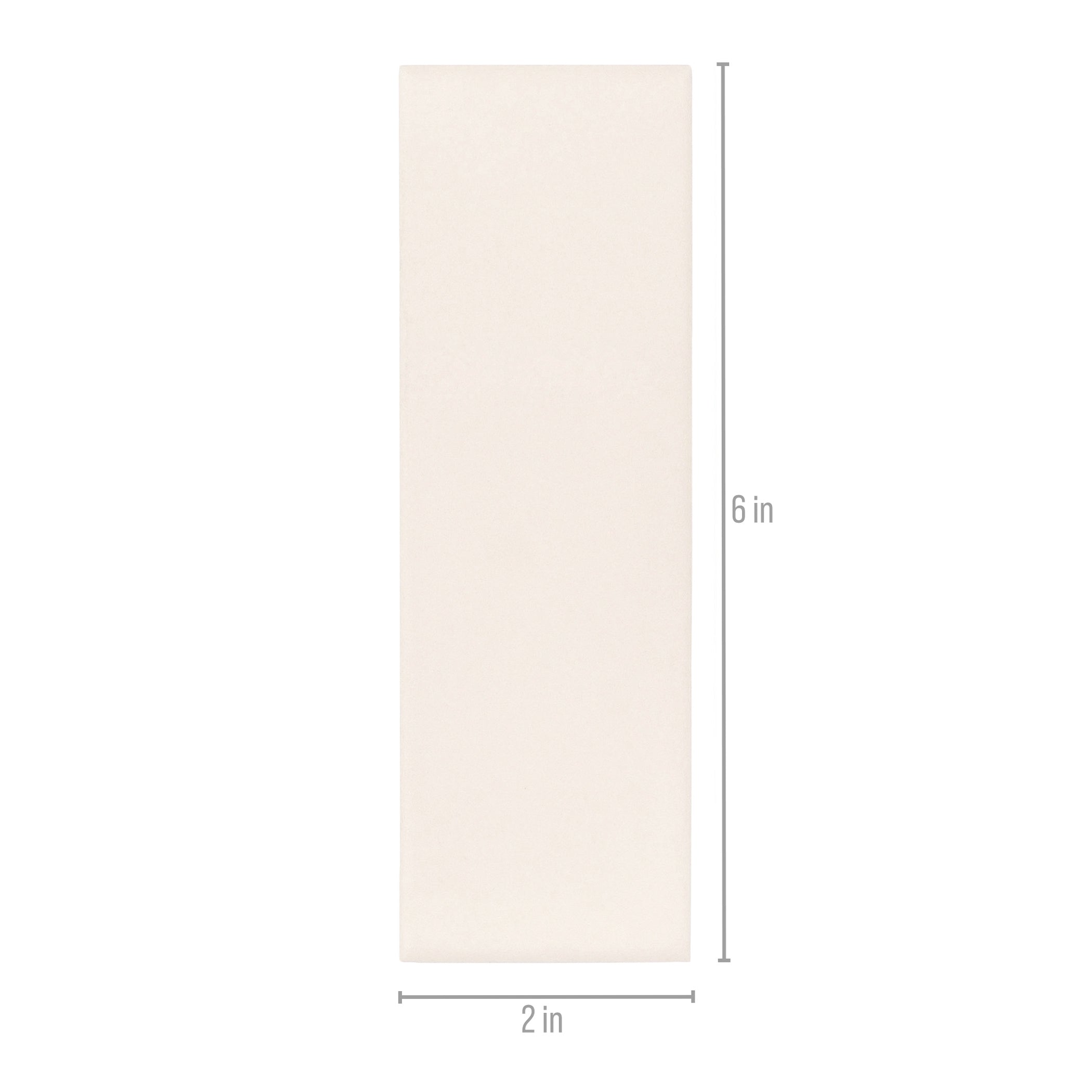 Creamy beige ceramic tile with a smooth matte finish, showing dimensions of 2 by 6 inches on a white backdrop