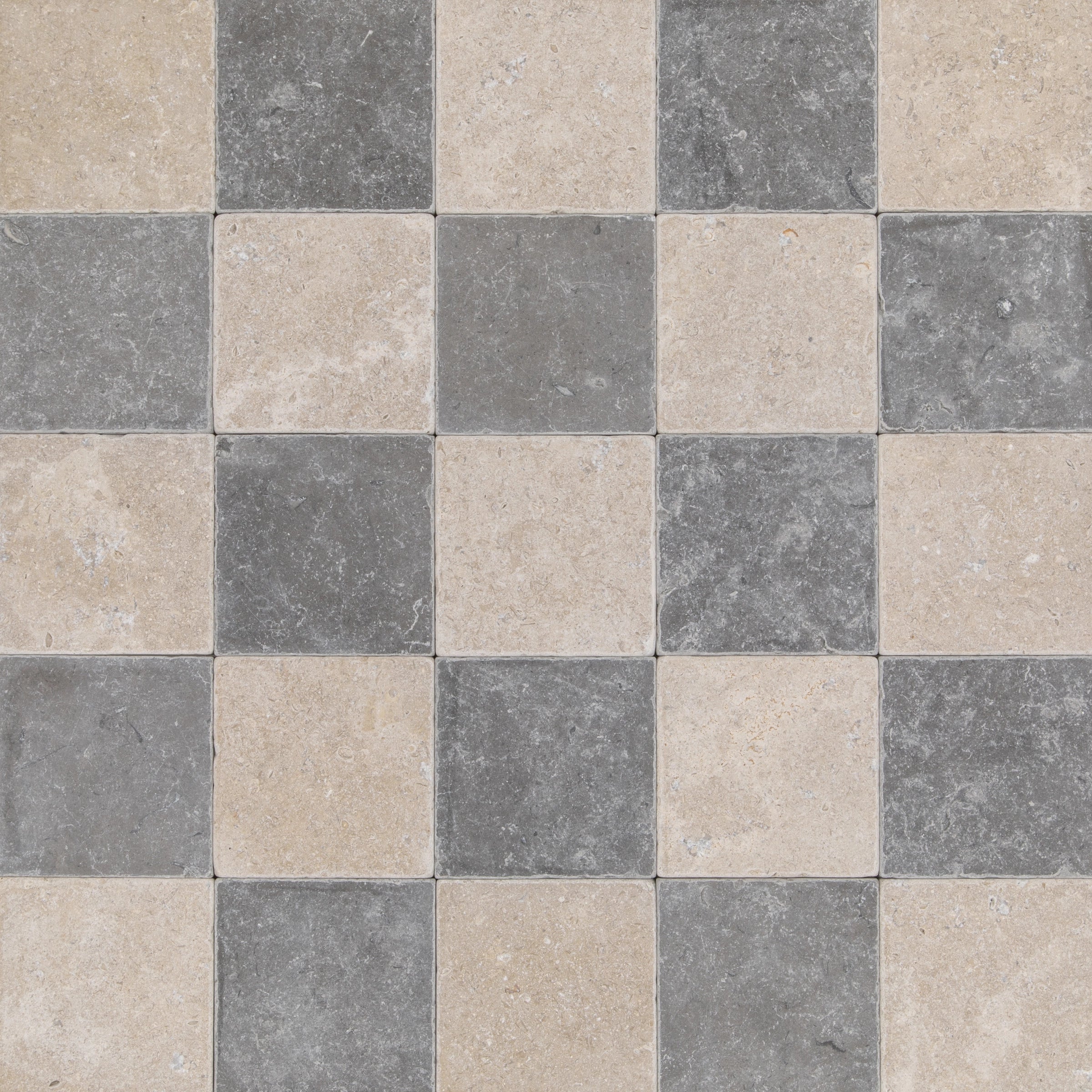 Tumbled Limestone Checkerboard Tiles