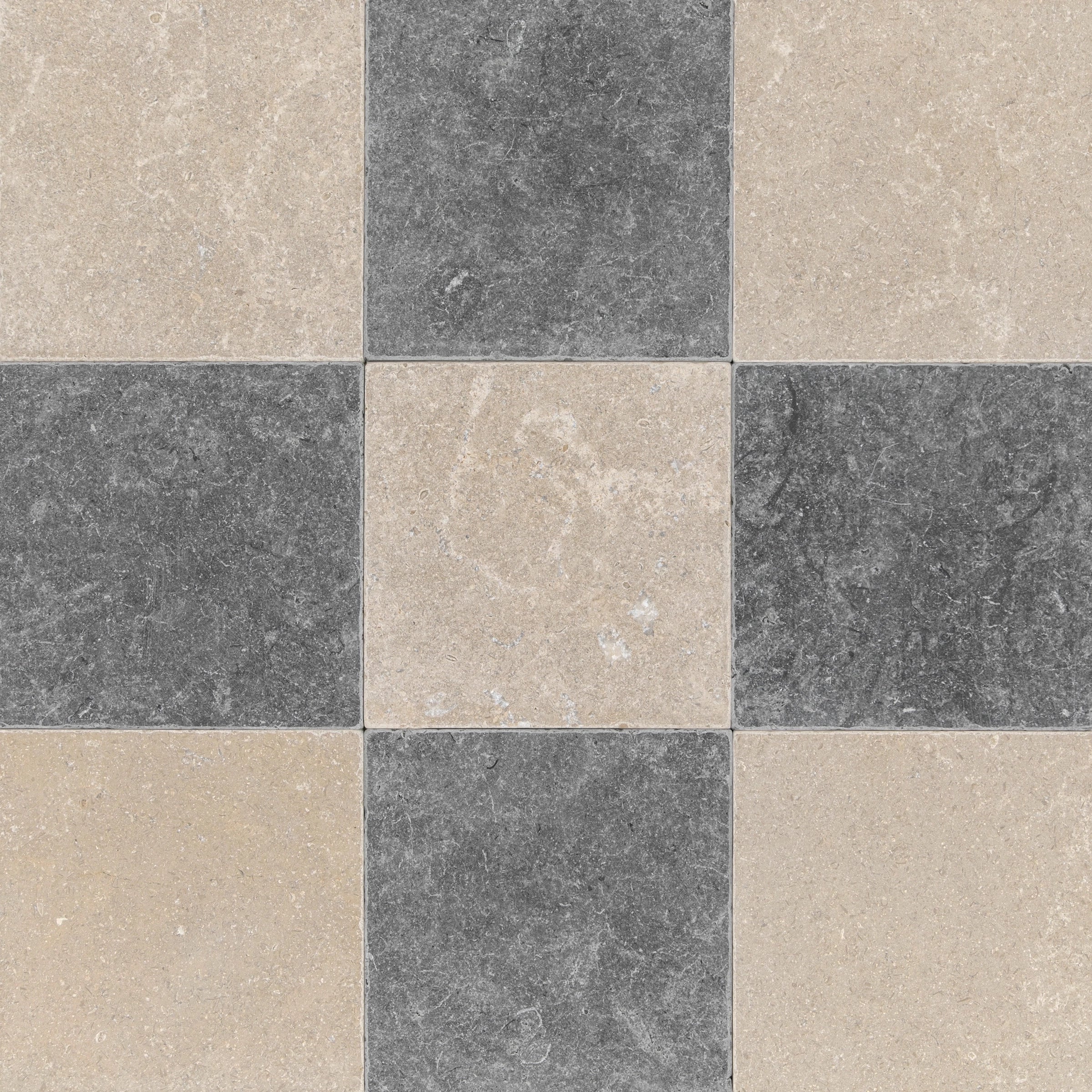 Tumbled Limestone Checkerboard Tiles