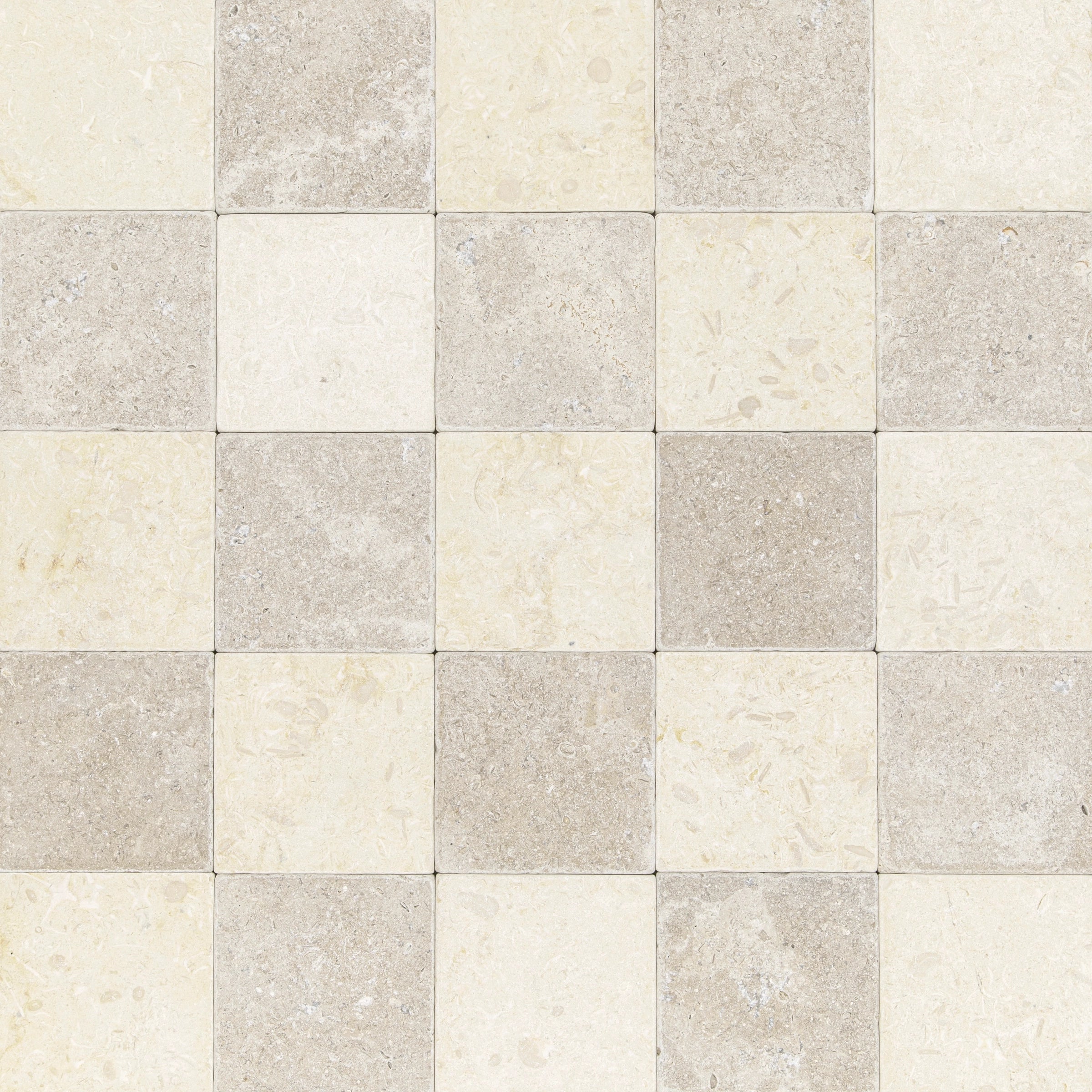 Tumbled Limestone Checkerboard Tiles
