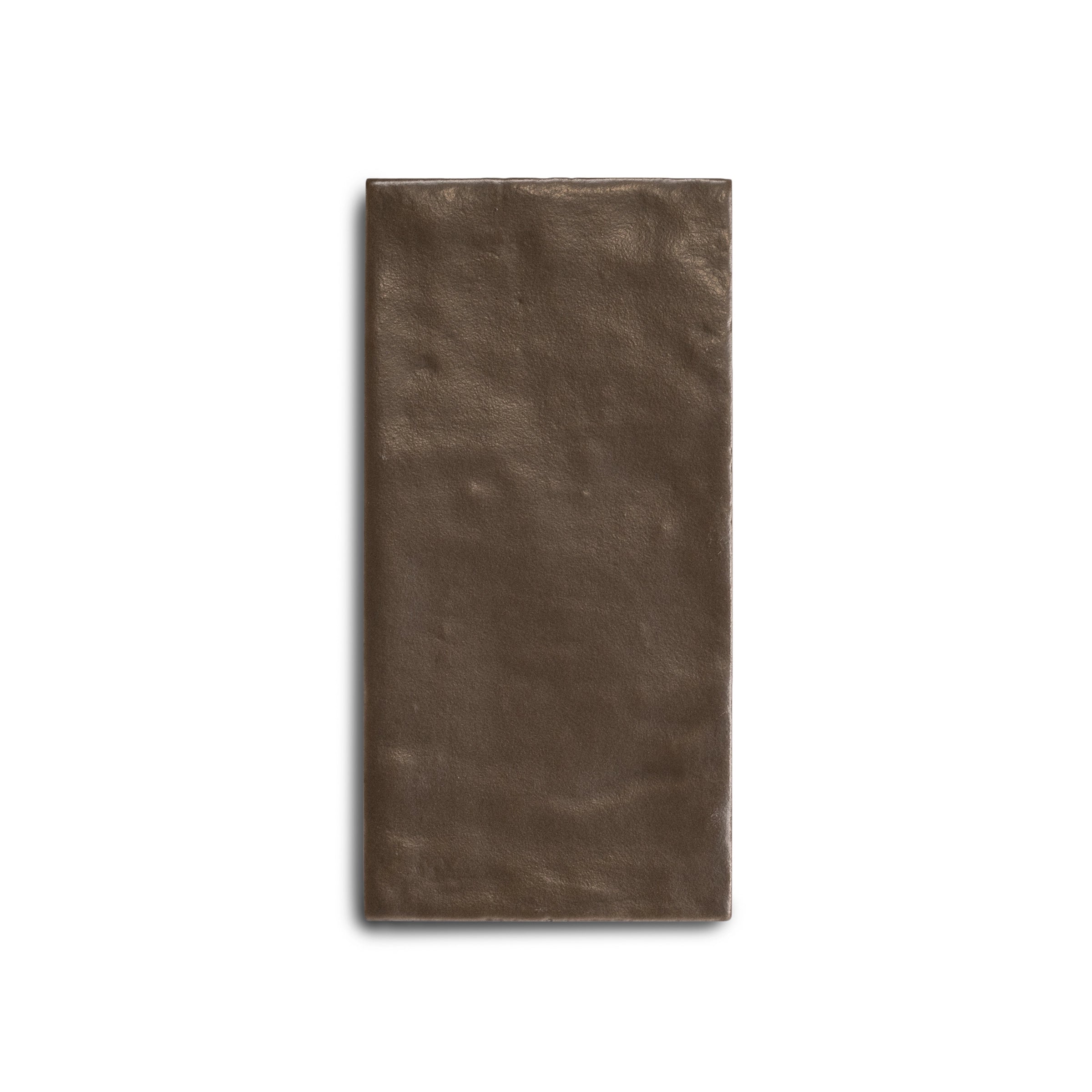 Single rectangular ceramic tile in deep, muted brown with a smooth, subtly uneven matte surface and natural variations