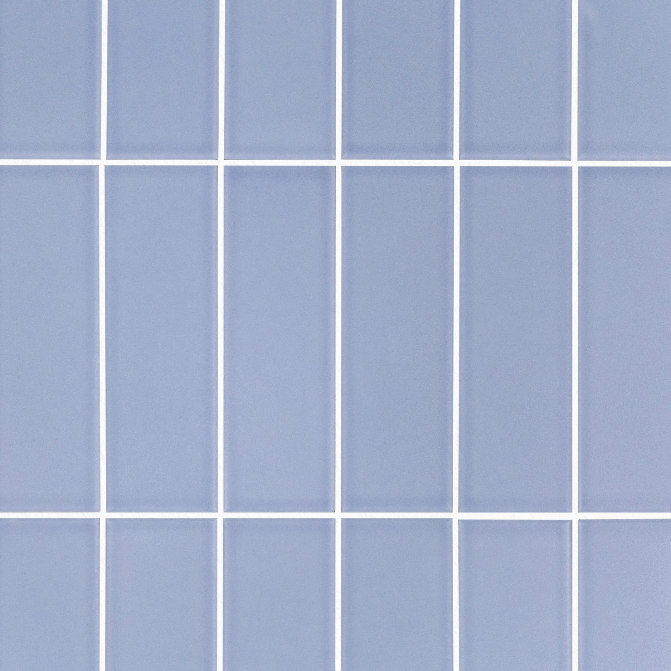 Colorblock Porcelain Tile in matte sky blue with clean 2x6 grid from Small Format Tiles New Arrivals collection