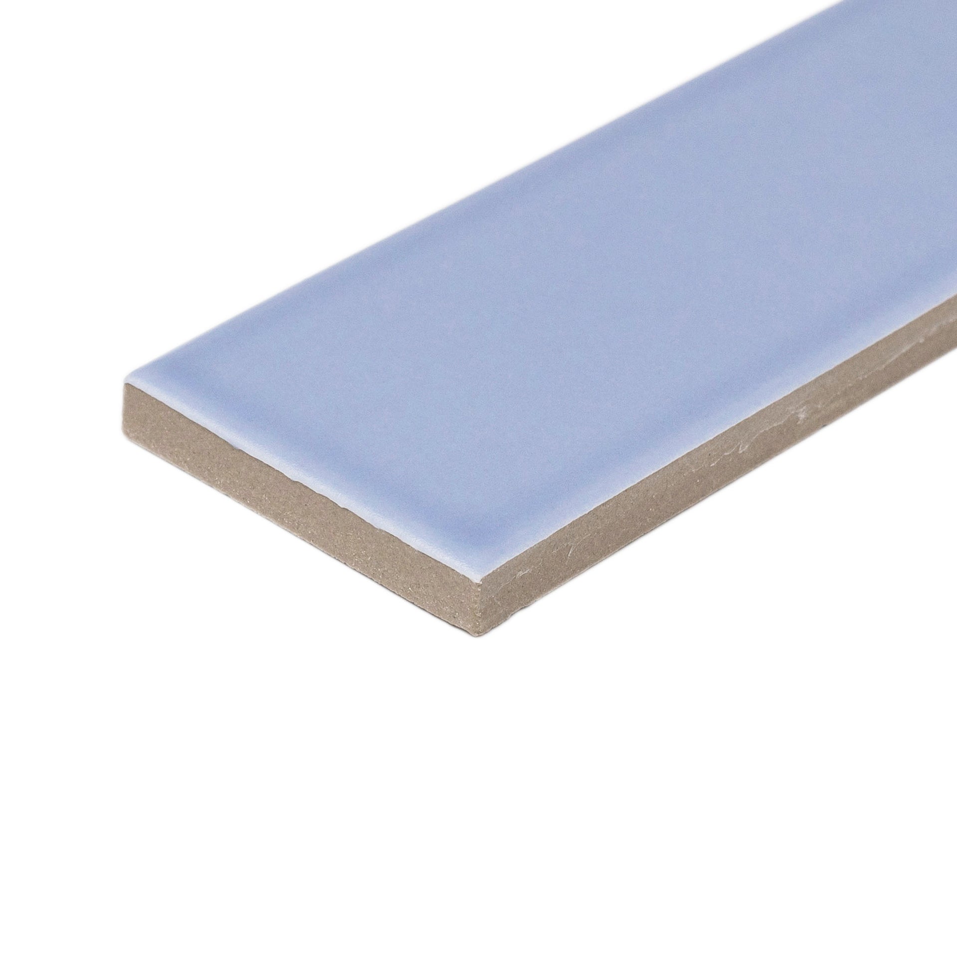 Single smooth porcelain tile in a soft sky blue shade with a glossy surface and clean edges on white background