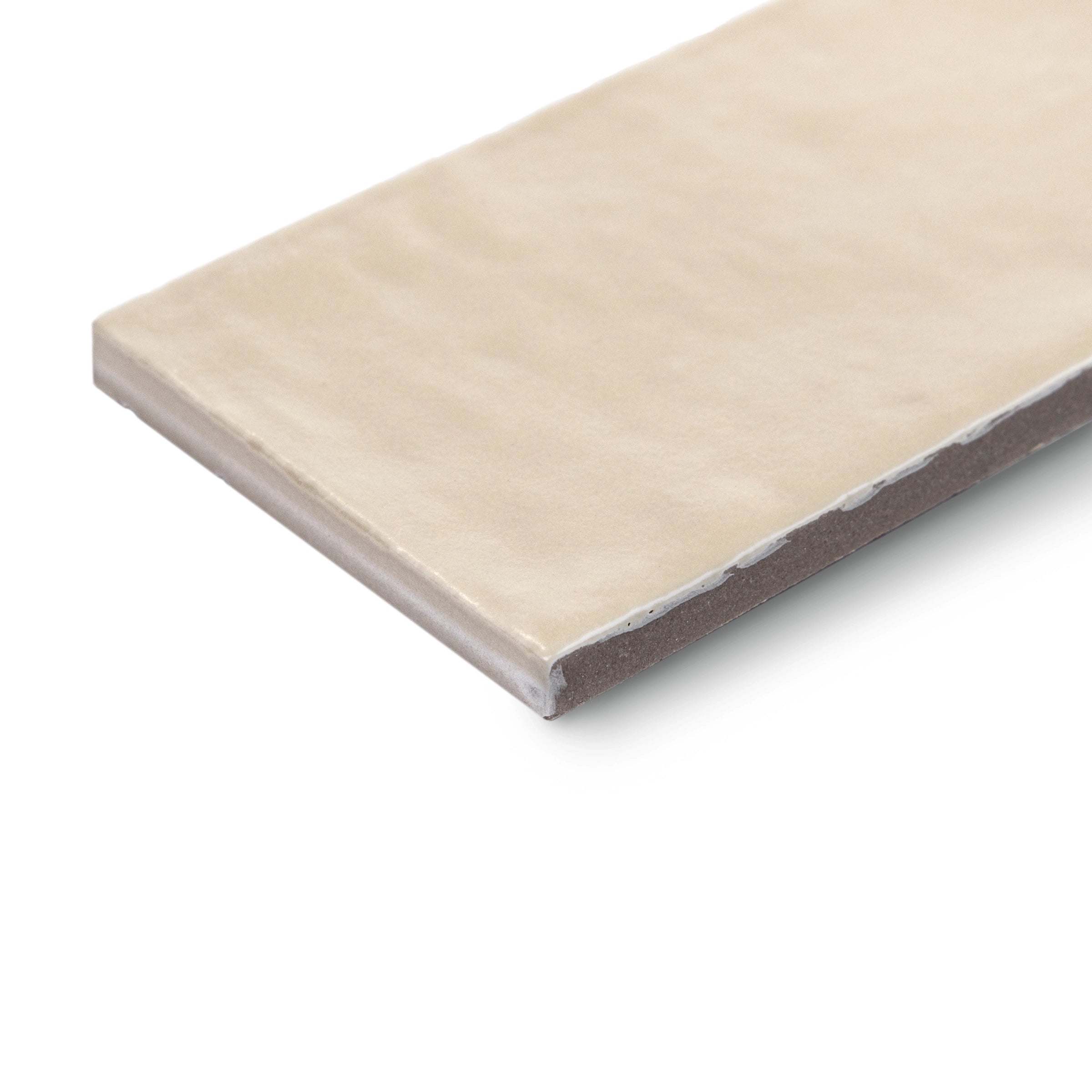 Rectangular porcelain tile in warm sand tone with a subtle textured surface and clean-cut edges on white background