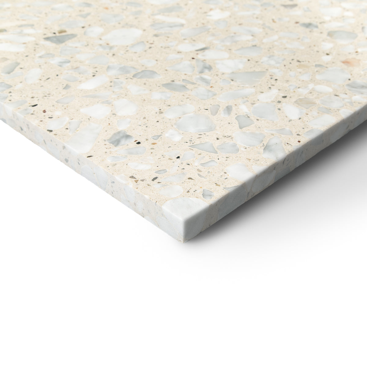 Pellestrina Honed Italian Terrazzo Tile Sample in cream with natural stone chips