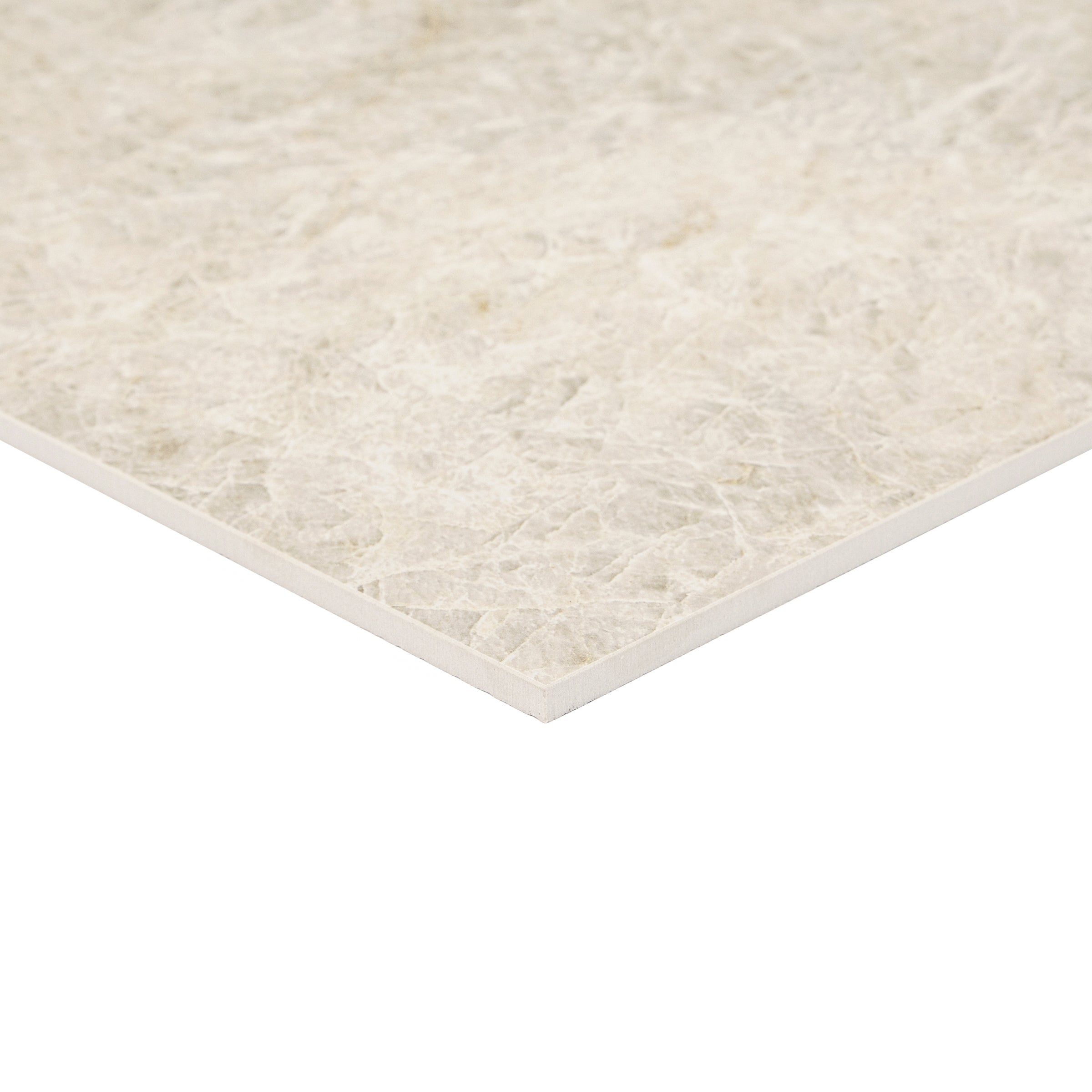Taj Matte Marble Look Porcelain Tile in beige with soft sandy and golden tan veining from Large Format Tiles collection