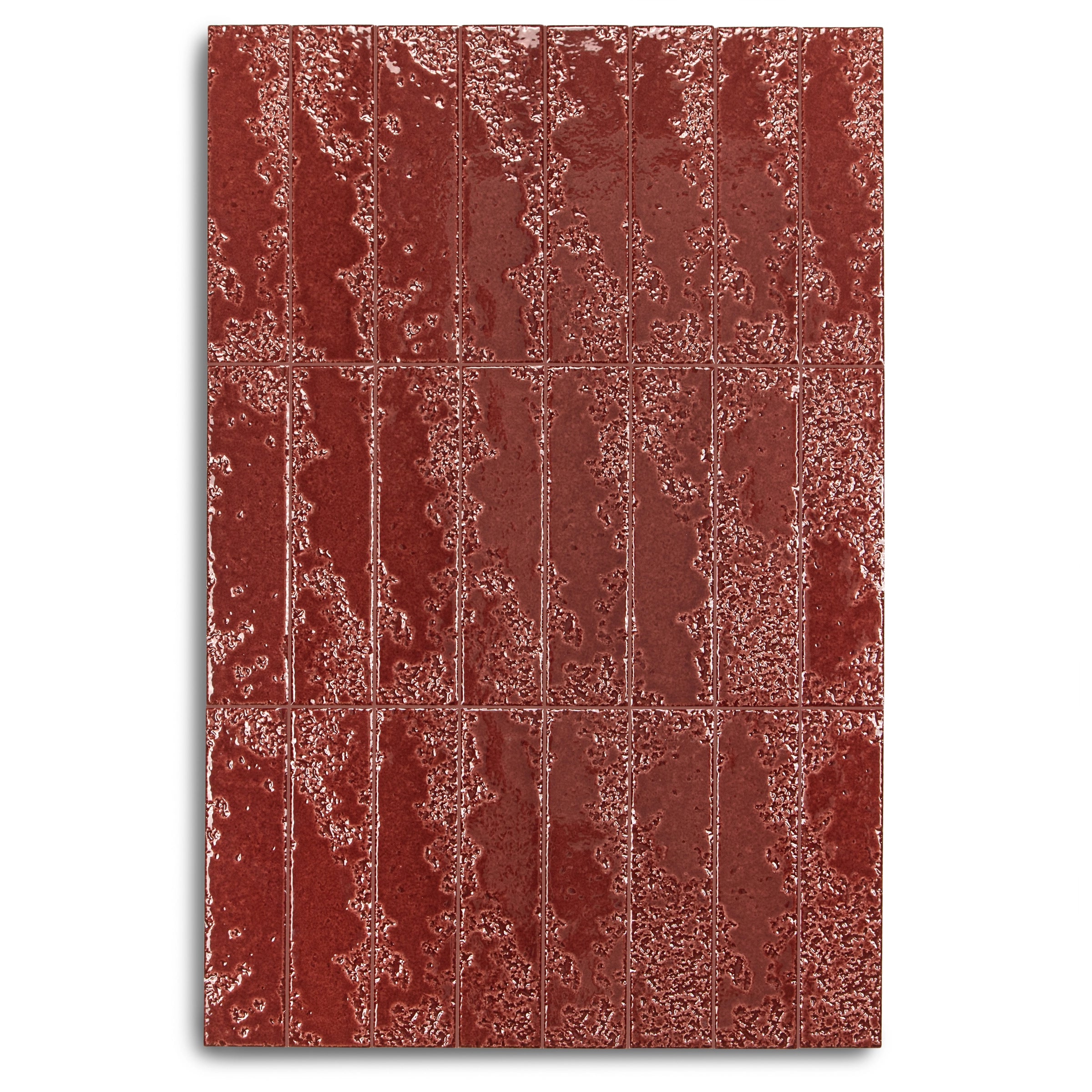 Tapia Glossy Ceramic Tile in rich bordeaux red with dimensional relief from Small Format Tiles New Arrivals Ceramic collection