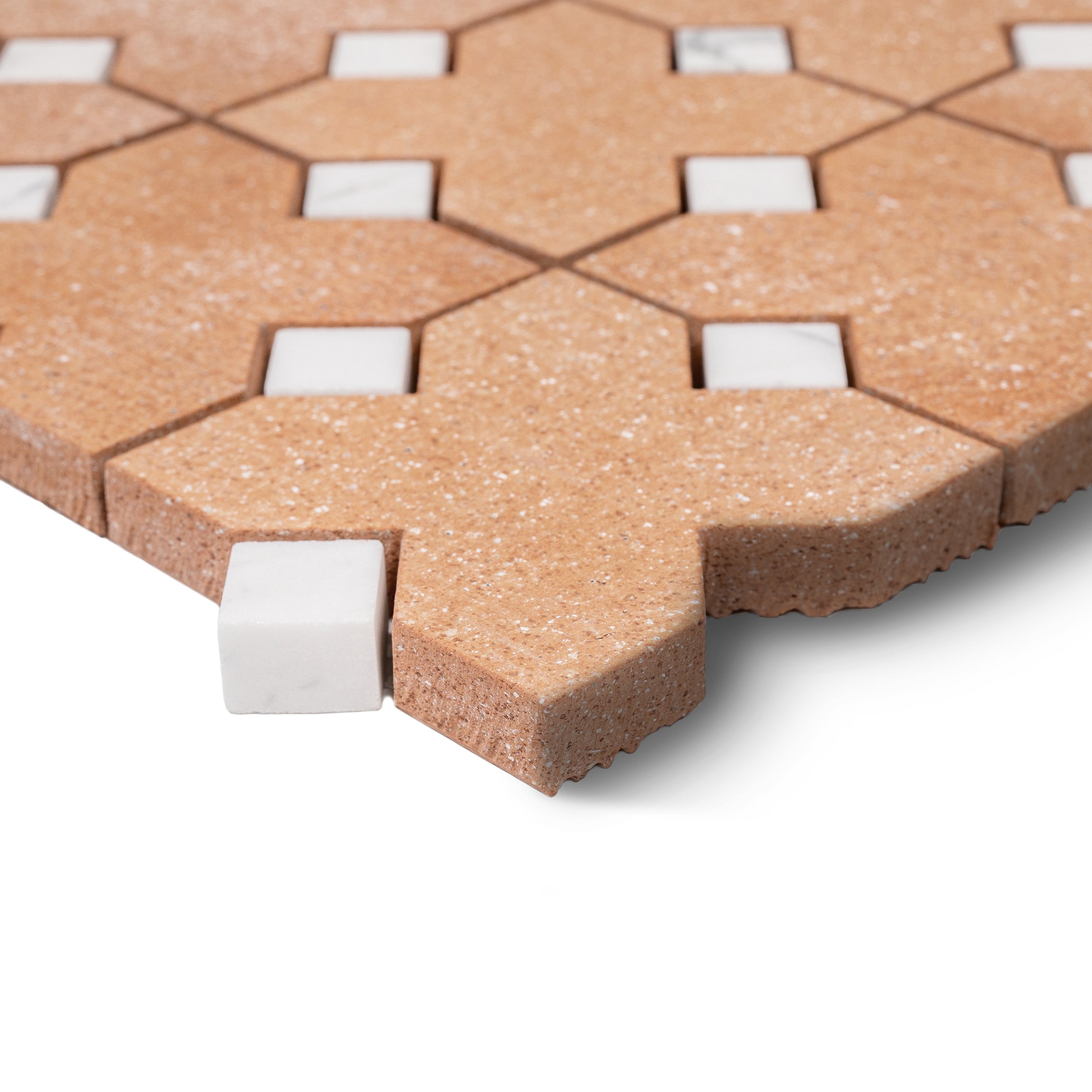 Terracotta Cross Statuario Inset Mosaic