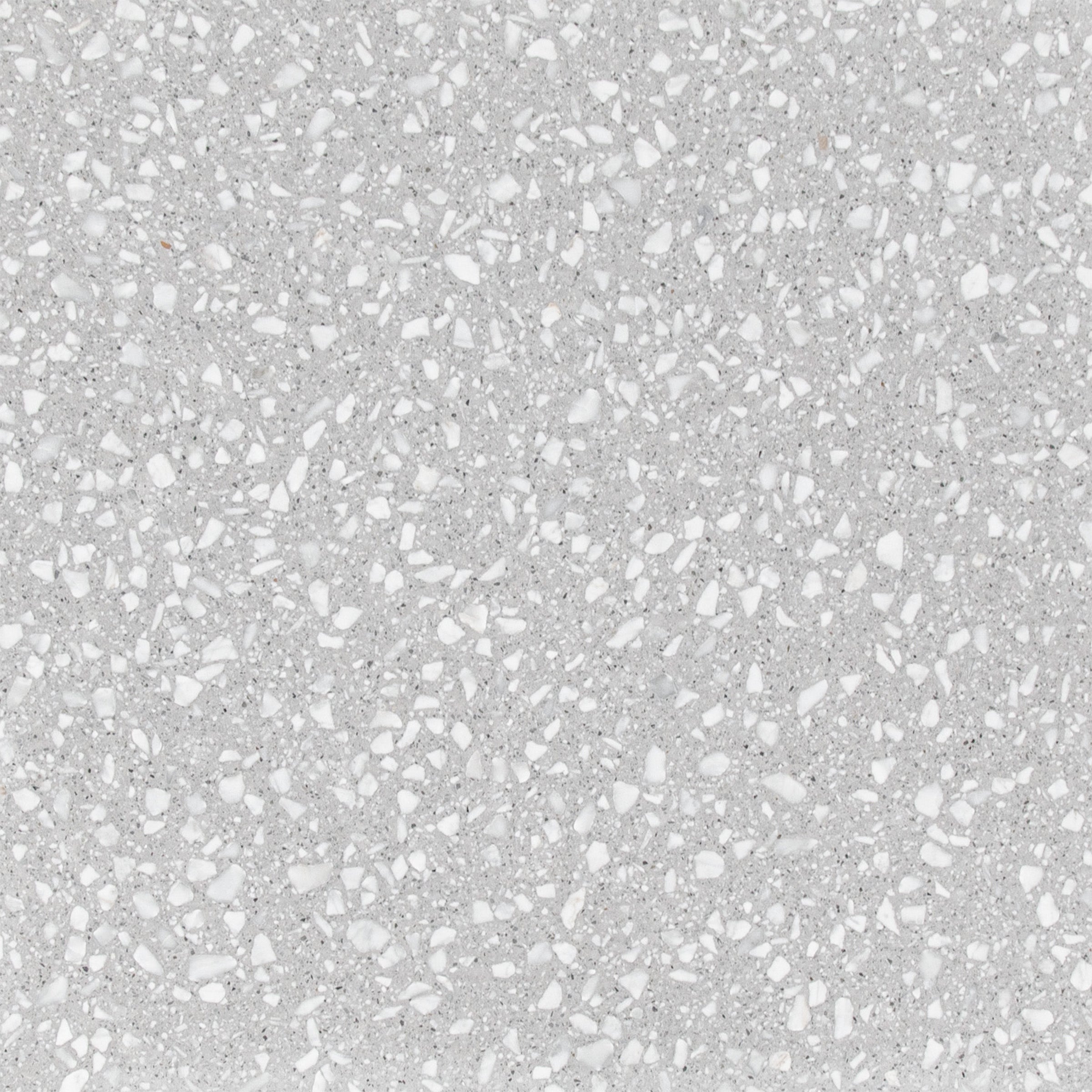 Torcello Honed 24"x24" Terrazzo Tile with grey base and white and light grey marble chips from Italian Terrazzo Tiles collection