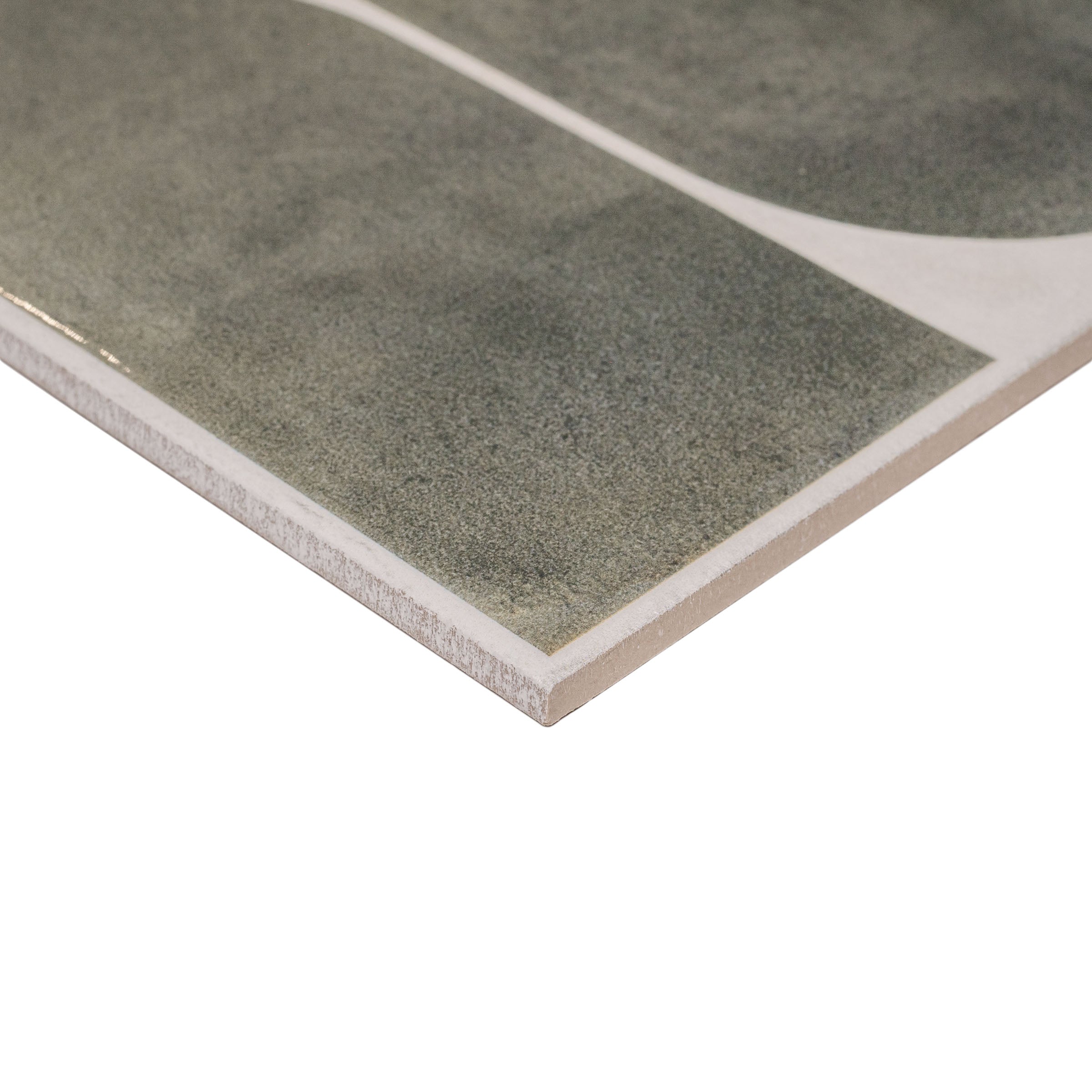 Tracks Gloss Porcelain Tile with geometric green and white pattern from Small Format Tiles and Artifacts Porcelain collections