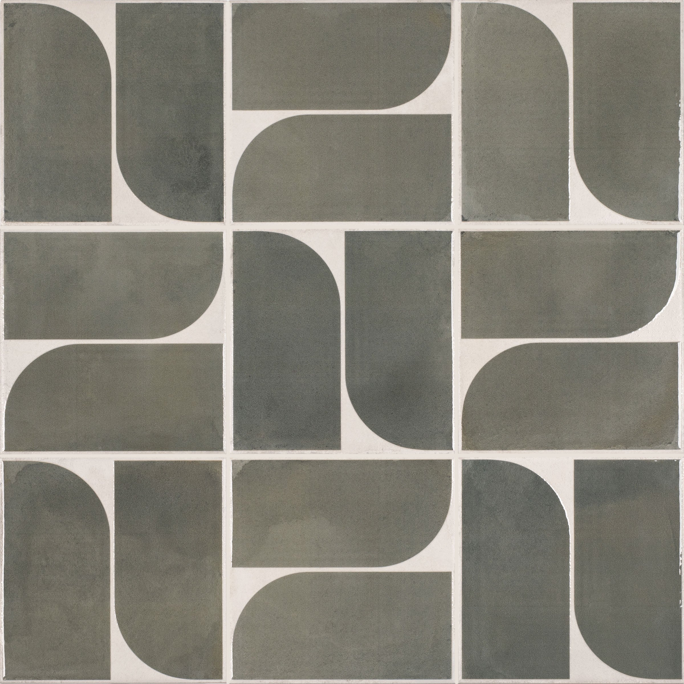 Tracks Gloss Porcelain Tile in green and white geometric pattern from Small Format Tiles and Artifacts Porcelain Tile collections