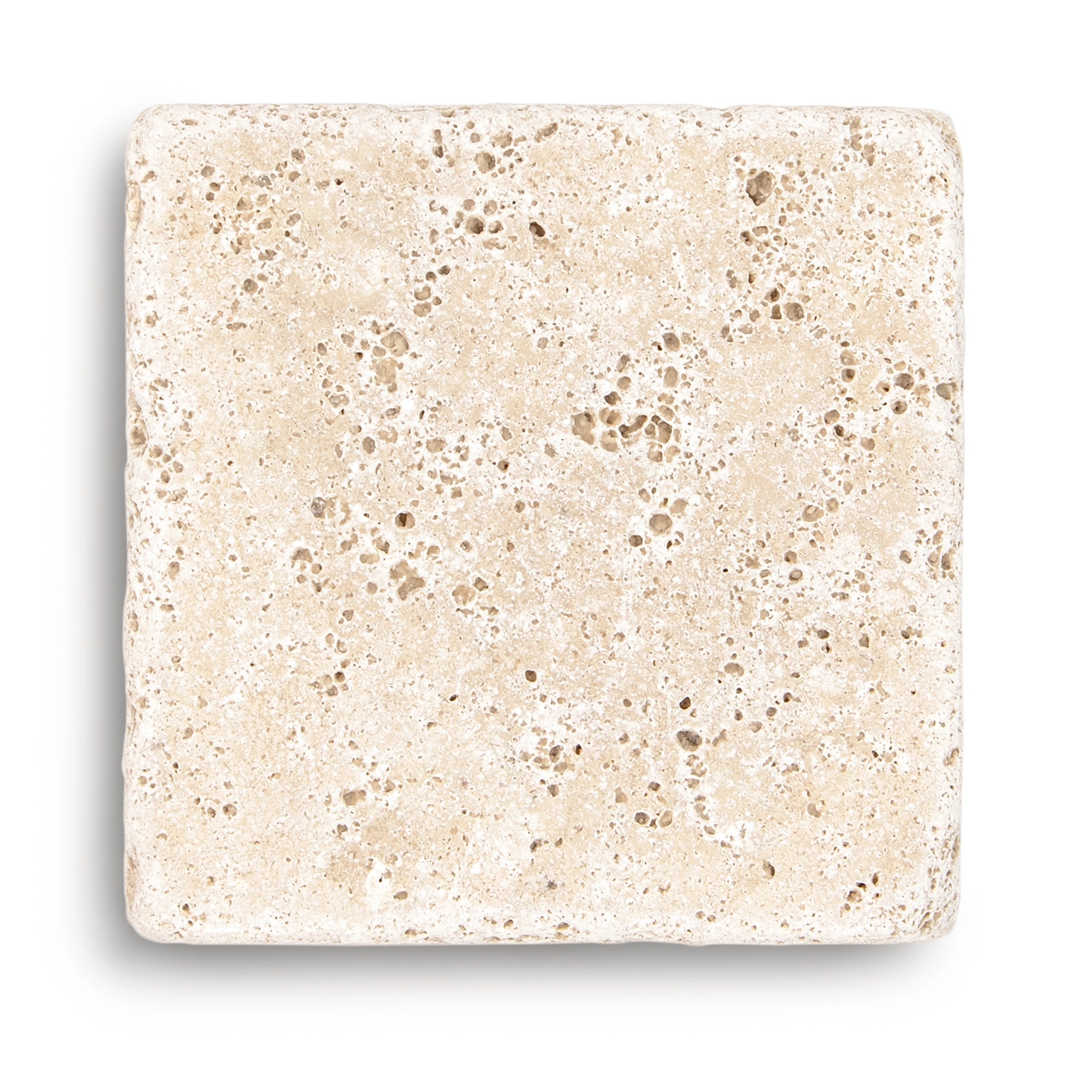 Travertino Chiaro Tumbled 4x4 Tile Sample from SAMPLES ONLY collection, globally sourced for your imagination
