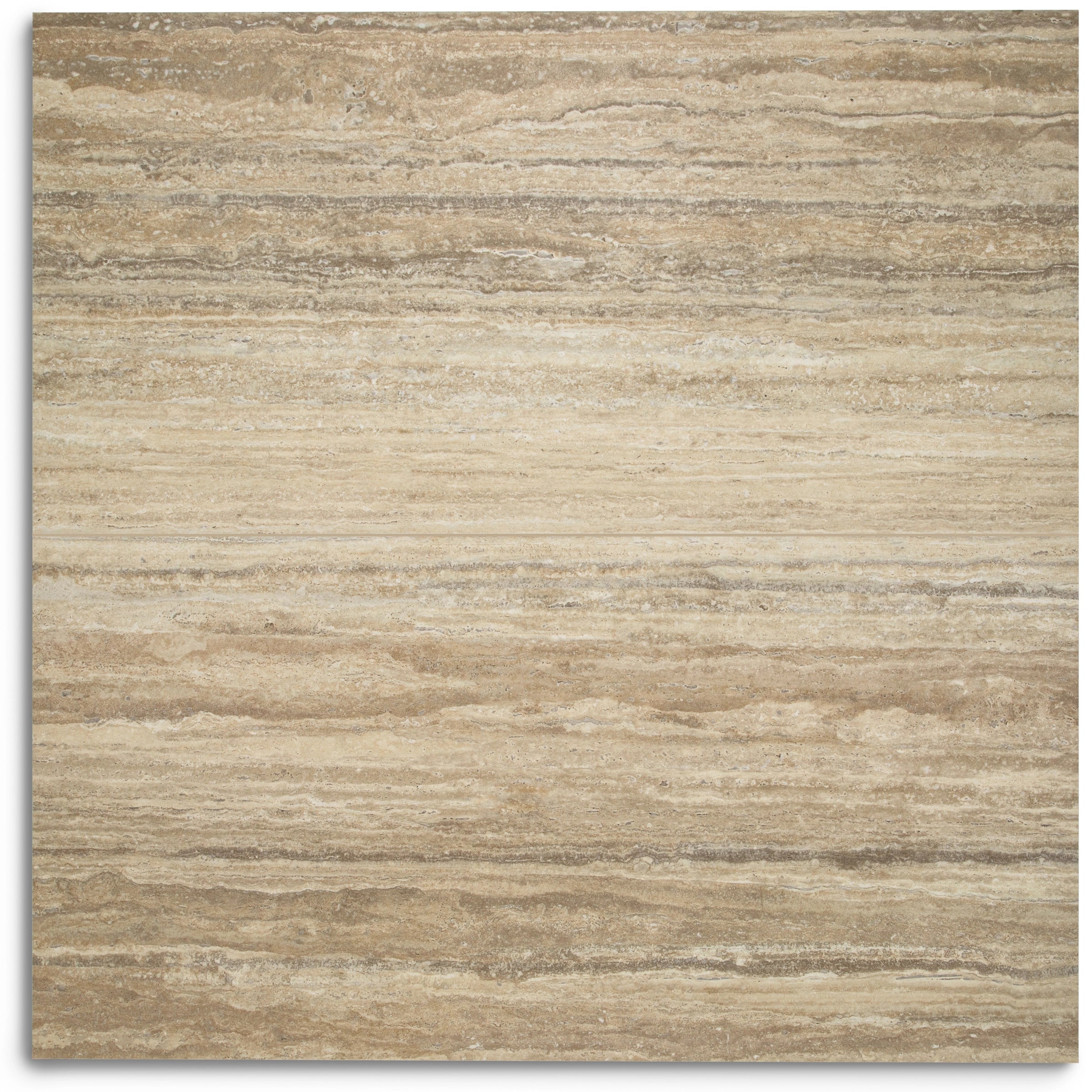 Travertino Moka Stone Look Porcelain Tile in warm brown and beige tones with natural striated texture from Large Format Tiles collection