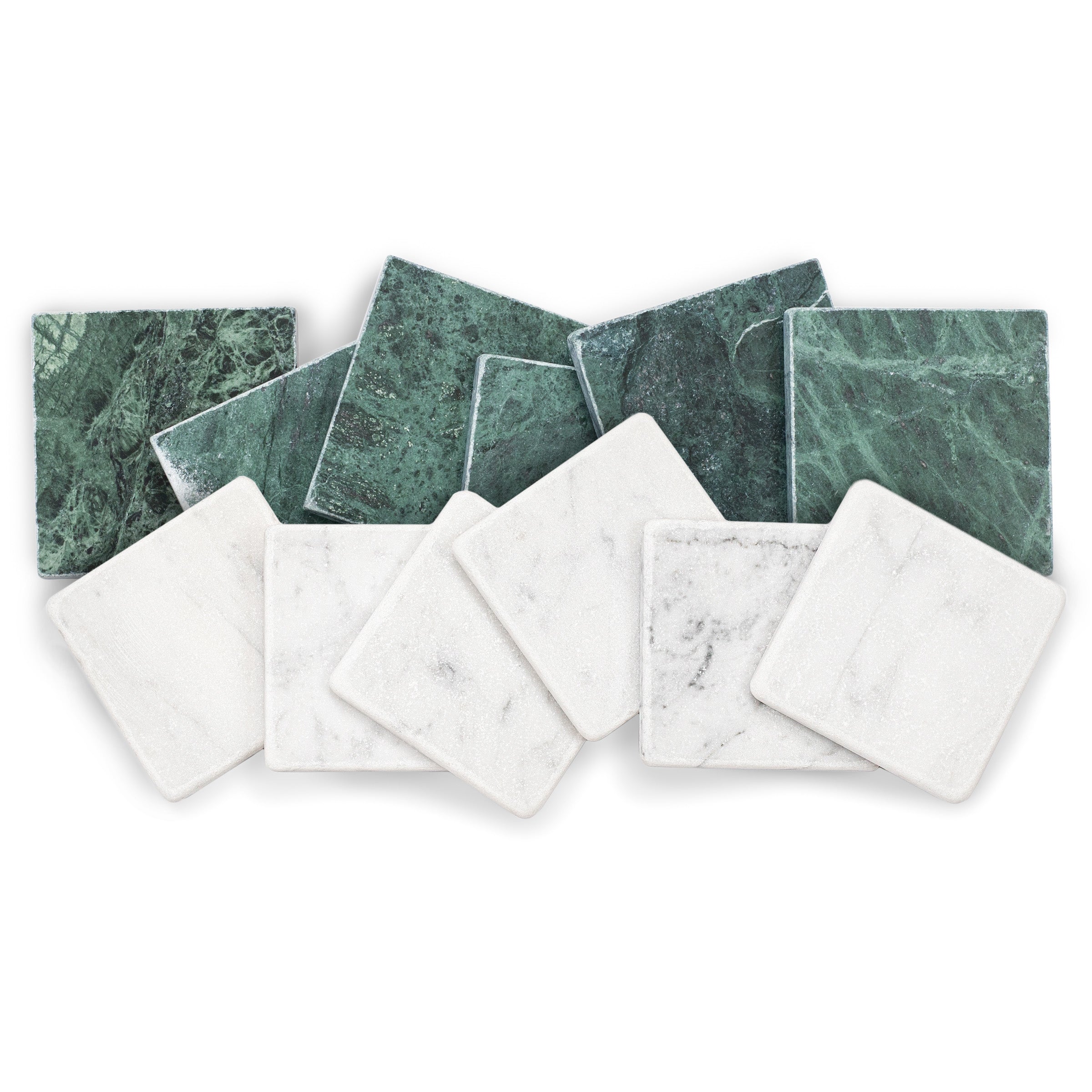 Carrara Verde Guatemala Tumbled Stone Checkerboard green and white marble tiles from Tumbled Natural Stone Tiles collection