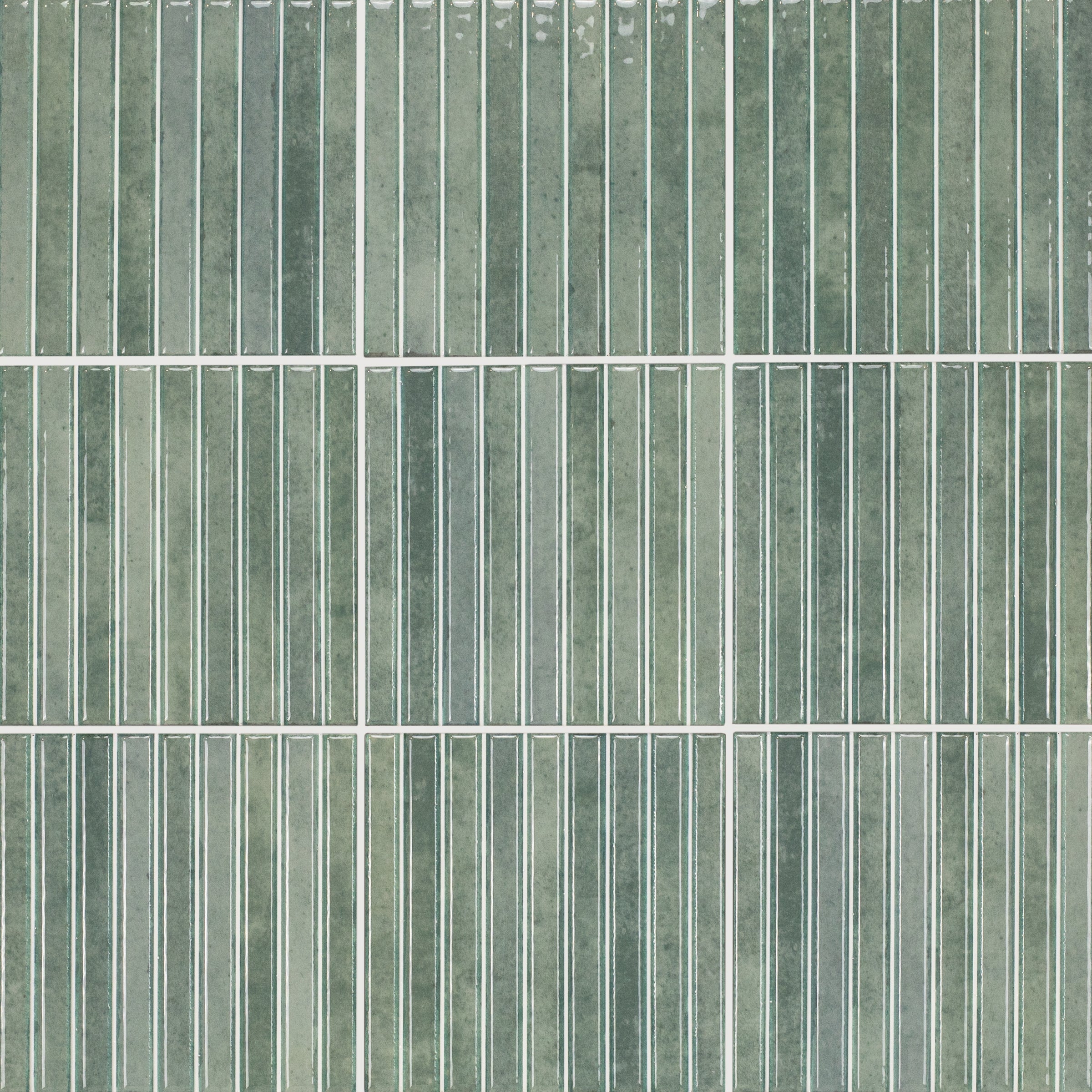 Shallow Glossy Porcelain Tile in green with narrow recessed stripes from Small Format Tiles, Porcelain, New Arrivals, GREY collections