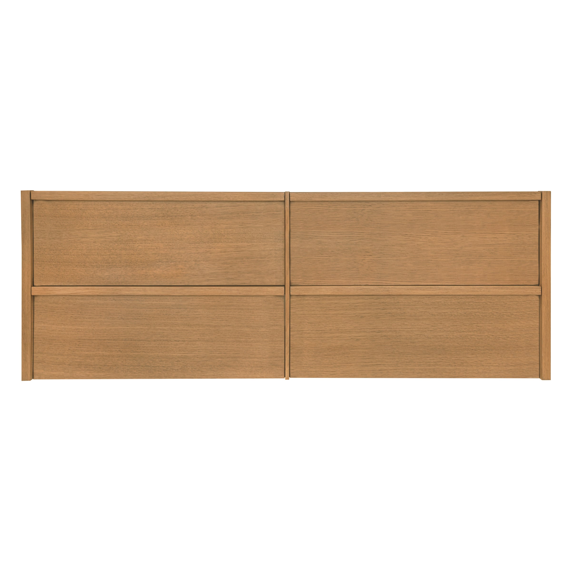 The Dune Bathroom Vanity in beige and brown with four flat drawer fronts and integrated pulls from Bathroom Vanities New Arrivals
