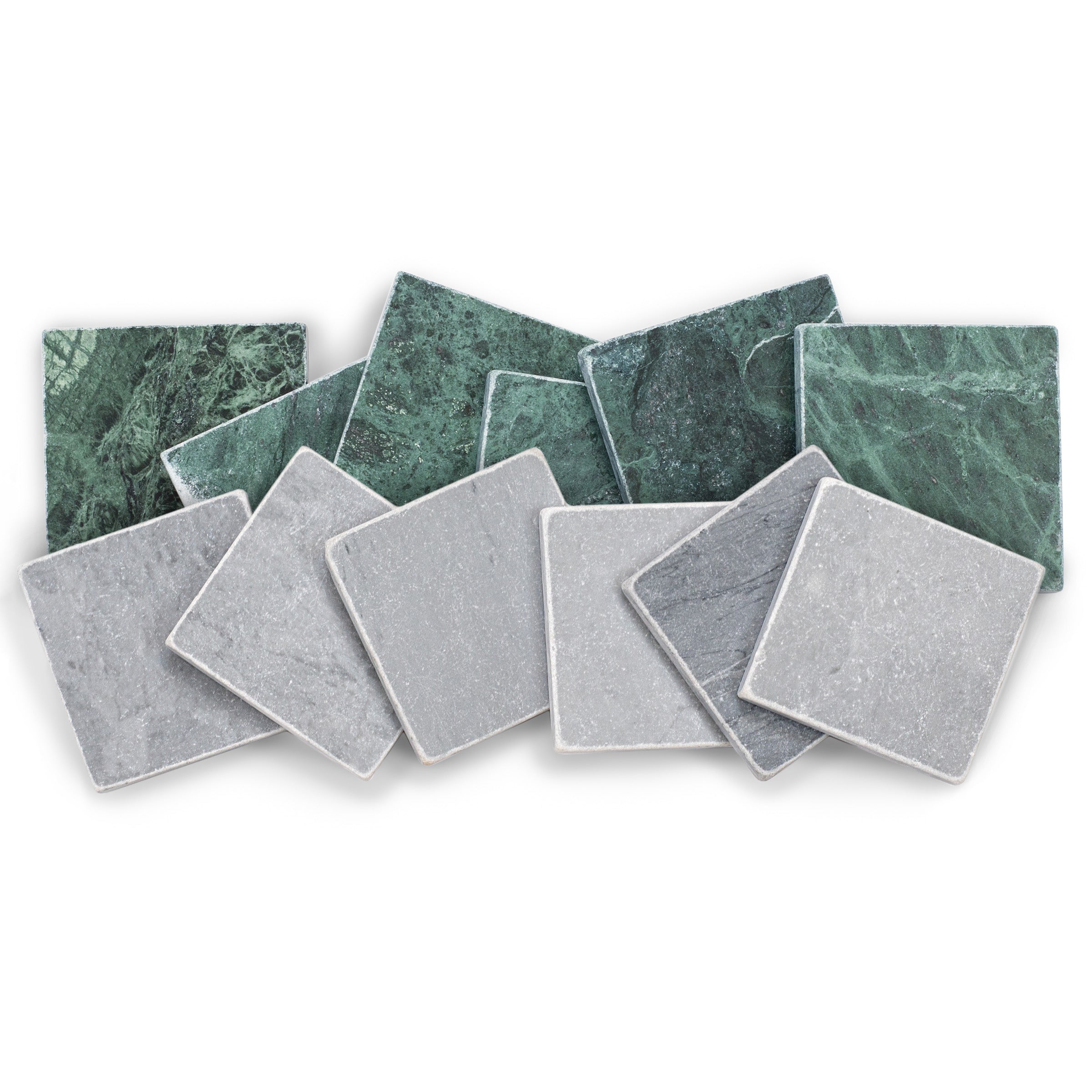 Verde Guatemala Bardiglio Tumbled Stone Checkerboard green and gray marble tiles from Tumbled Natural Stone Tiles collection