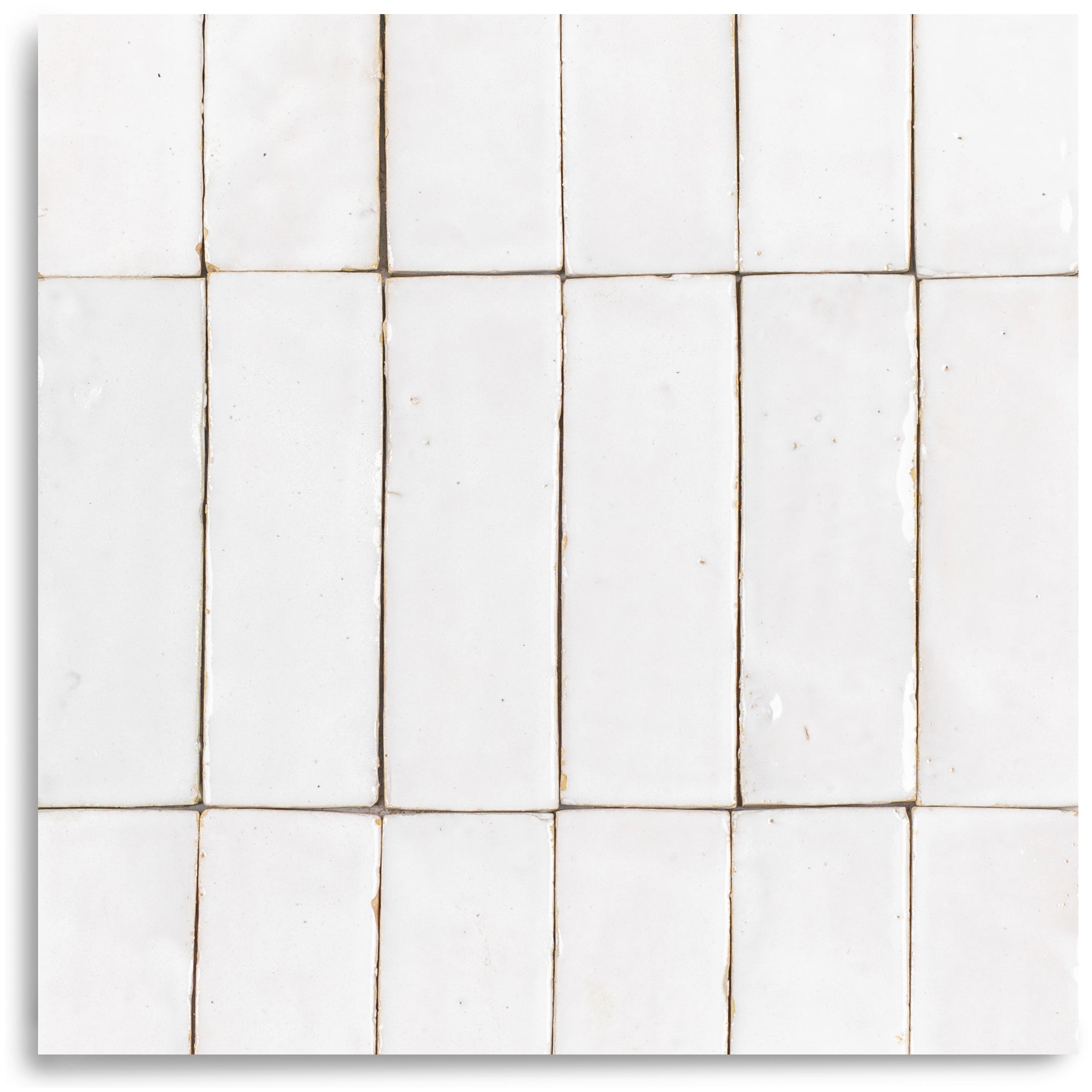 White Glazed Zellige Plinth in white terracotta with handmade texture from Small Format Tiles and Handmade Moroccan Zellige Tiles