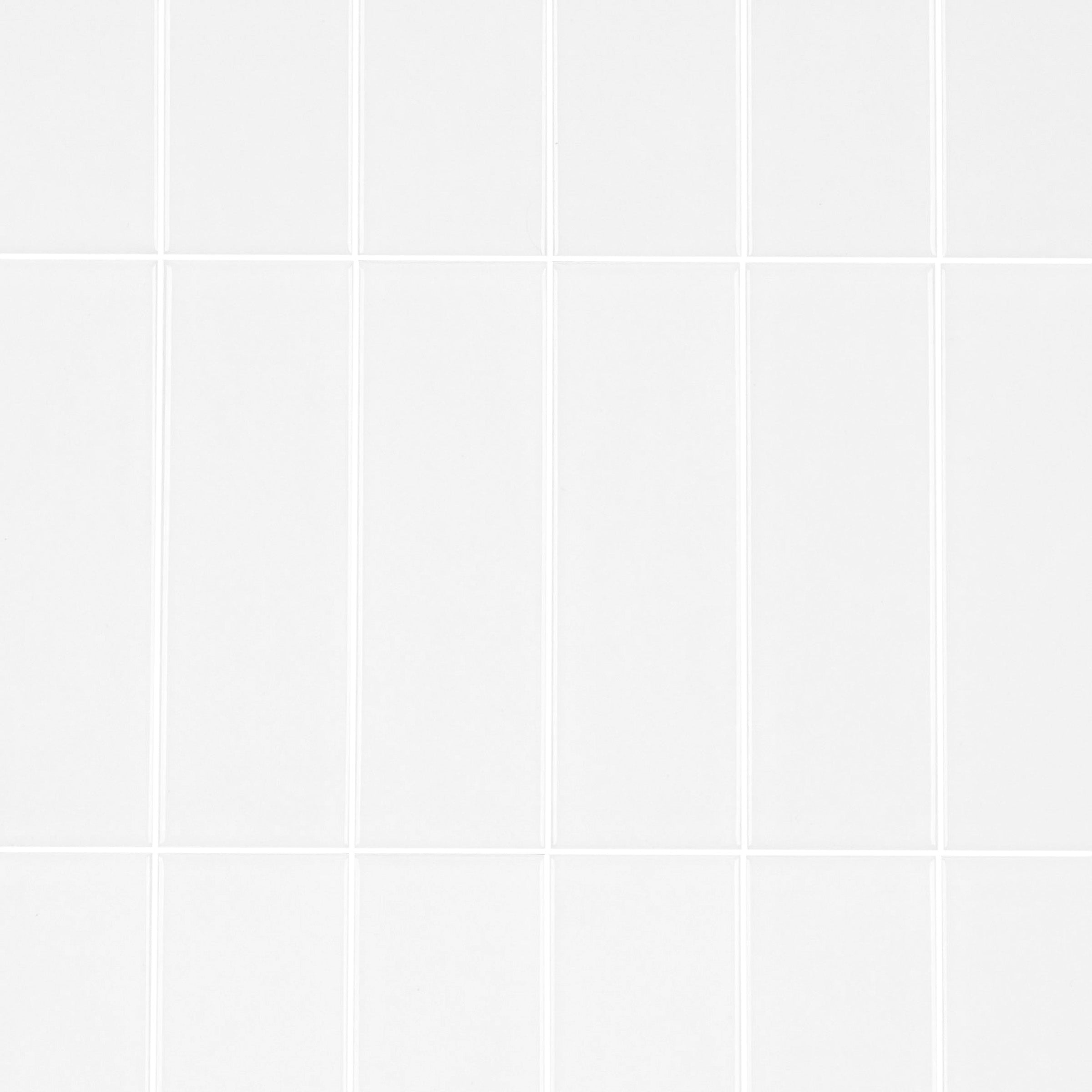 Colorblock Porcelain Tile in glossy white with clean 2x6 grid from Small Format Tiles New Arrivals Porcelain collection