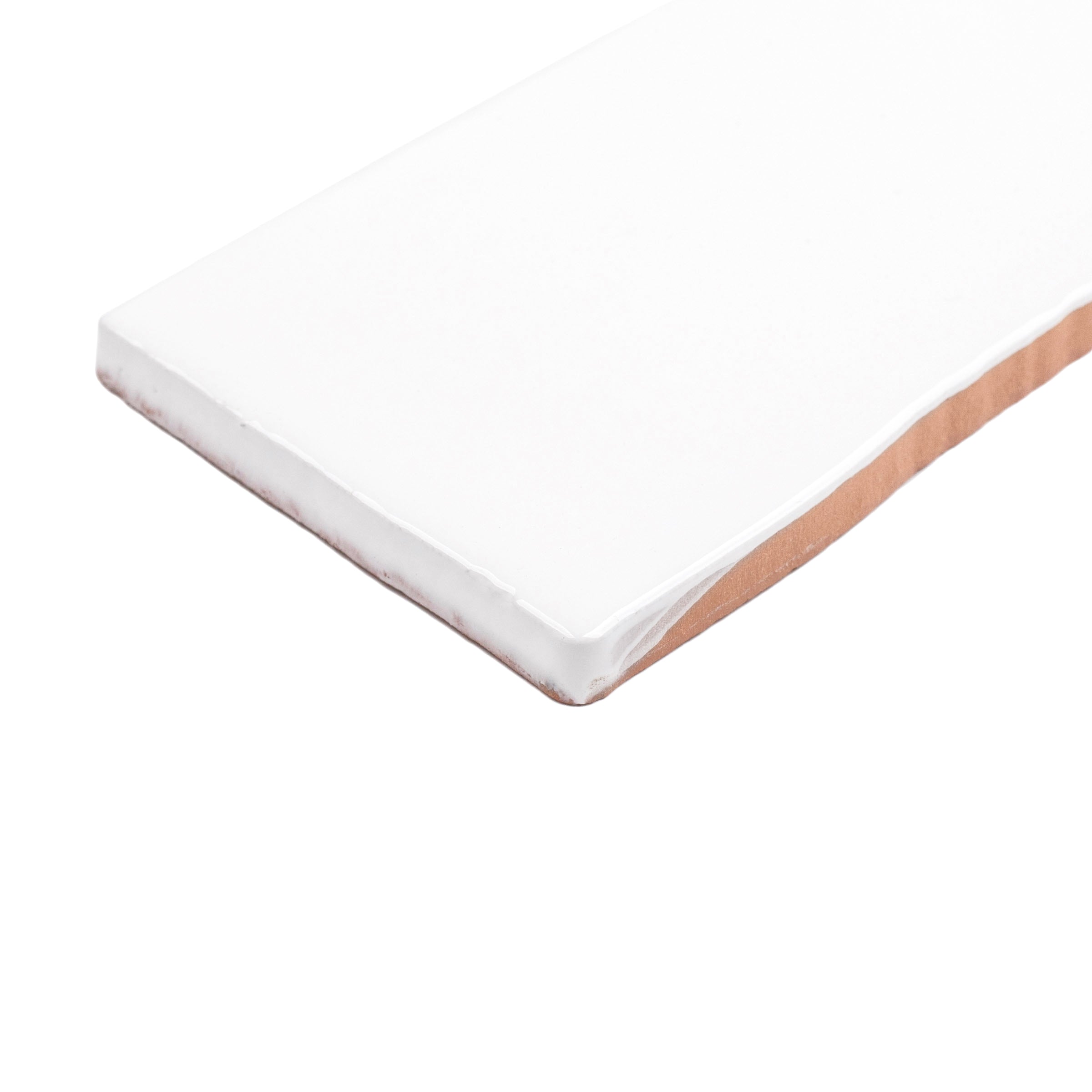 White 3x12 Glossy Ceramic Tile in bright white ceramic with a gloss finish and slightly undulating edges from Seville Glossy Ceramic Tiles
