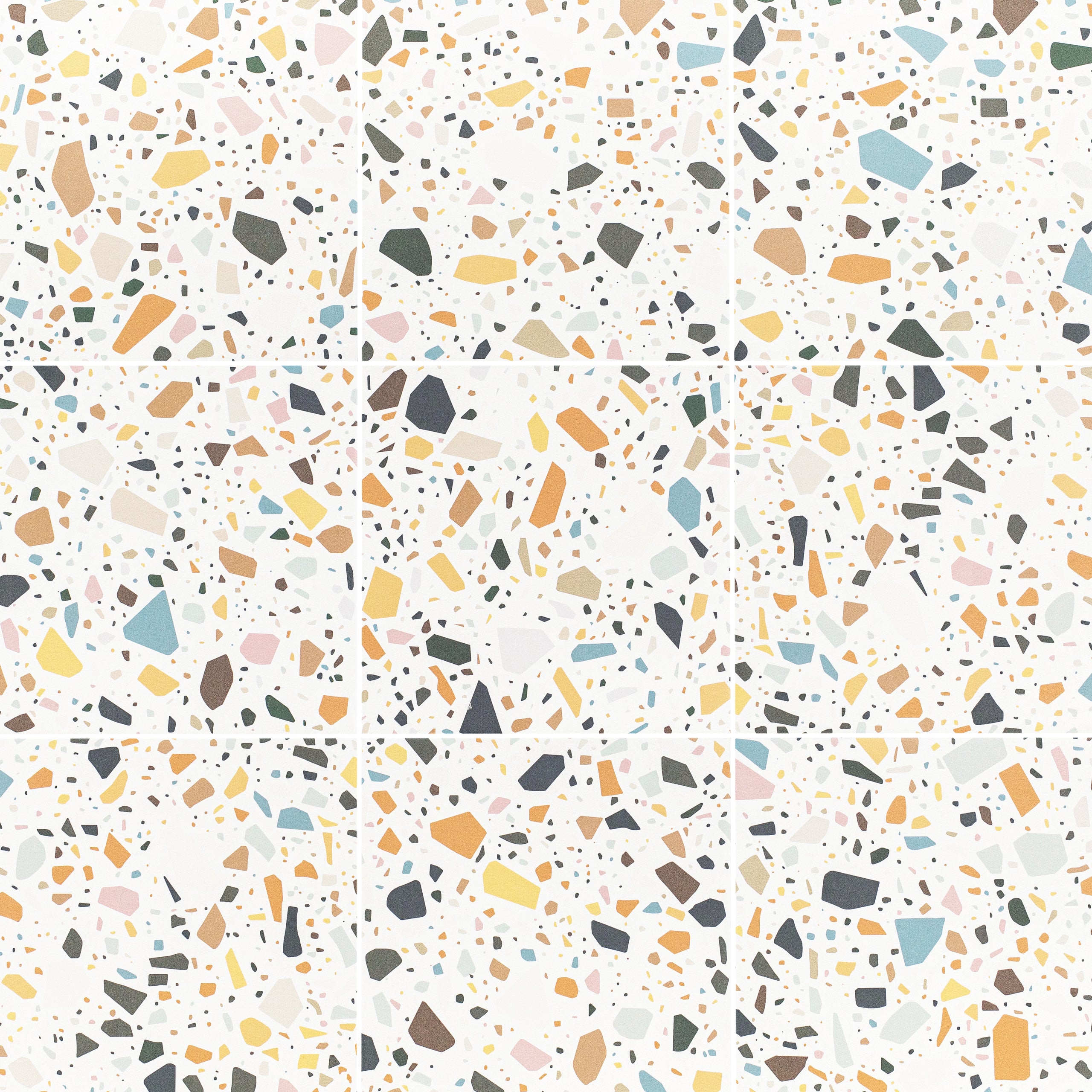 White Multi-Color Matte Porcelain Tile with terrazzo-inspired multicolor flecks from Small Format Tiles, Confetti Porcelain Tile collections