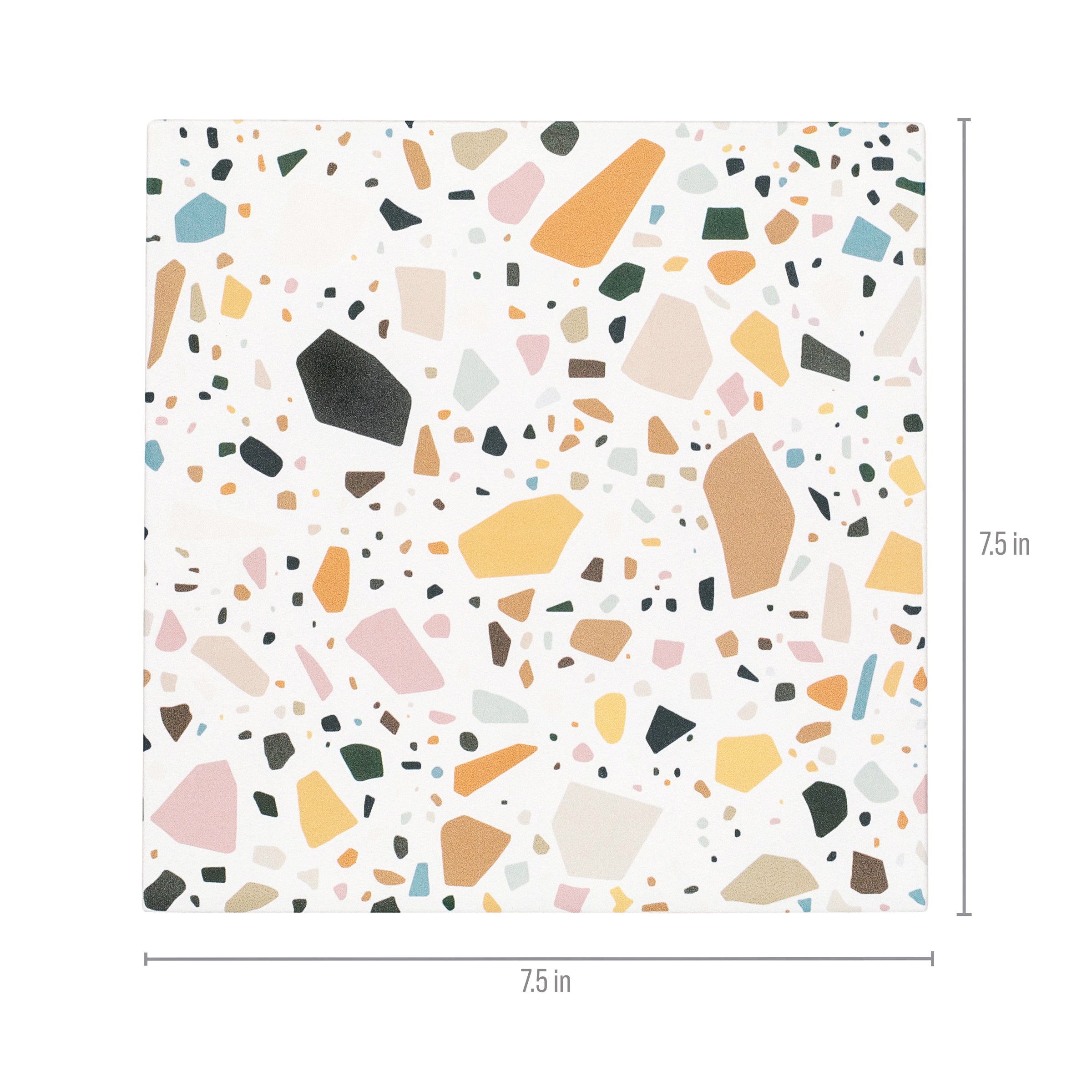 White Multi-Color Matte Porcelain Tile with bright white base and colorful terrazzo flecks from Small Format Tiles, Confetti Porcelain Tile collections