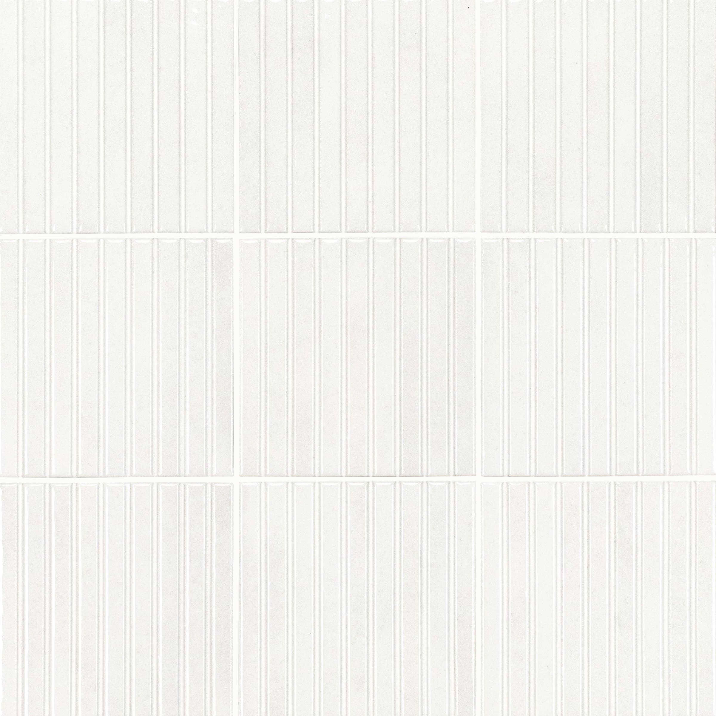 Shallow Glossy Porcelain Tile in white with recessed vertical lines from Small Format Tiles, Porcelain, New Arrivals, GREY collections