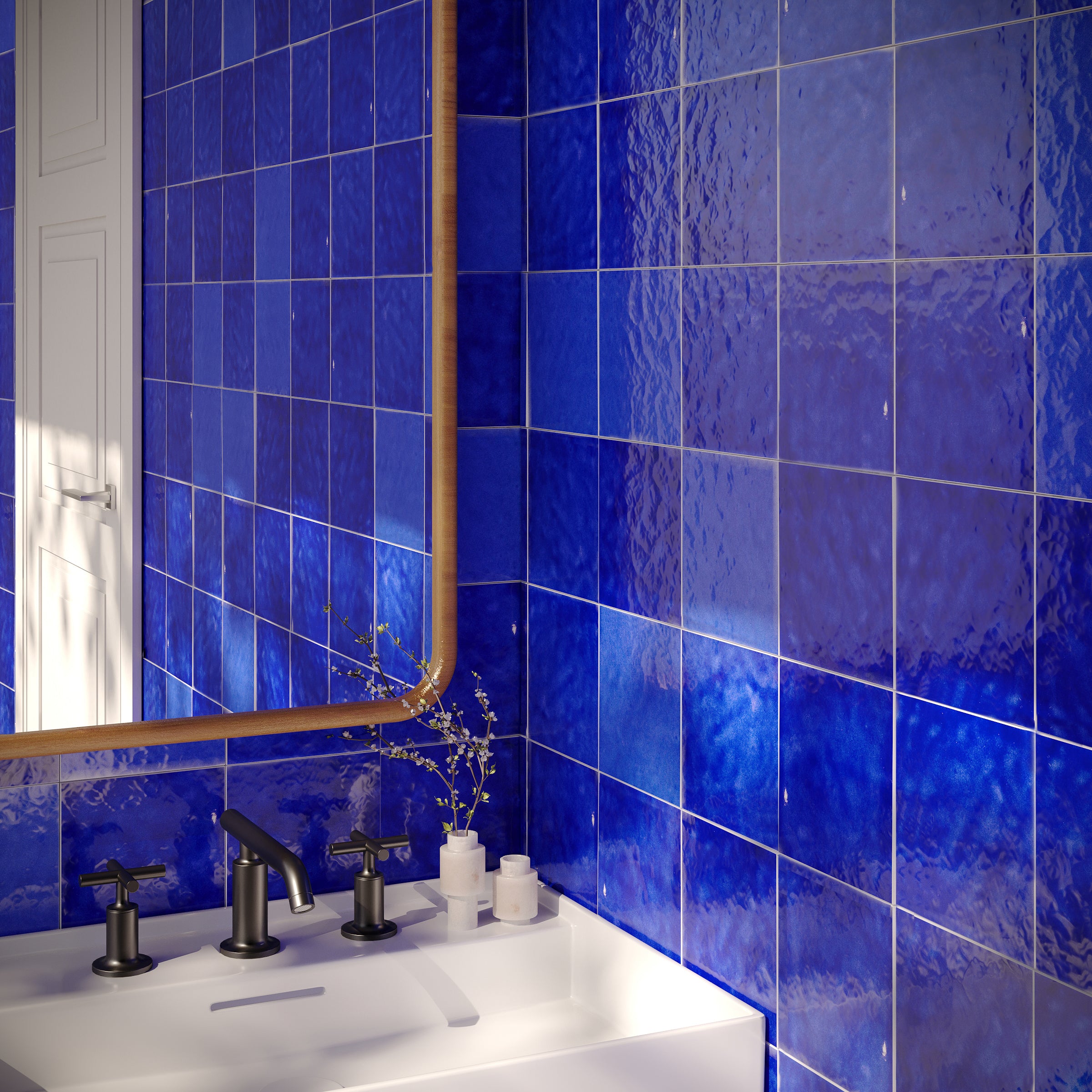 Sapphire Glossy Ceramic Tile in blue with glossy finish from Small Format Tiles and Zel Glazed Ceramic Tiles collections