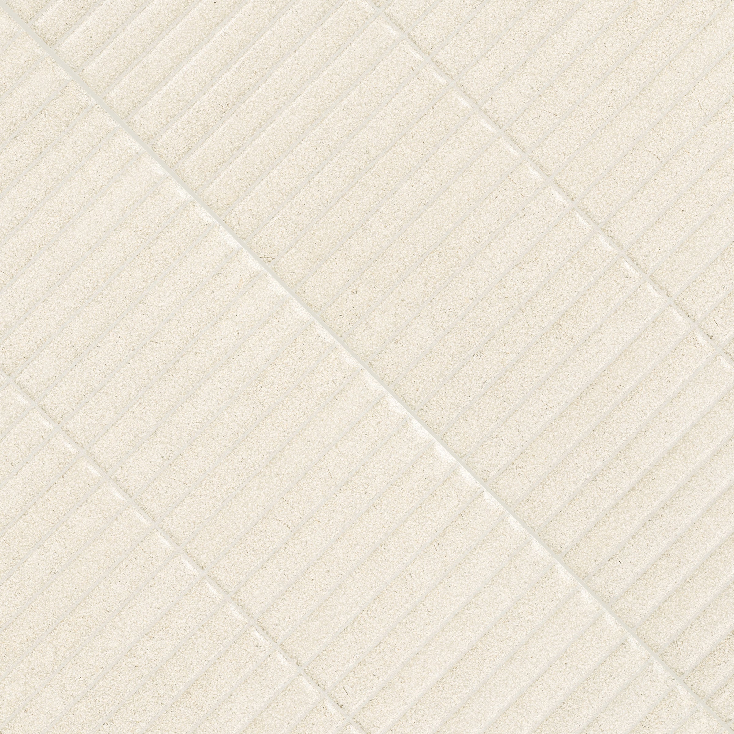 Textured almond-toned porcelain tile with subtle diagonal lines and a glossy finish enhancing the pattern depth