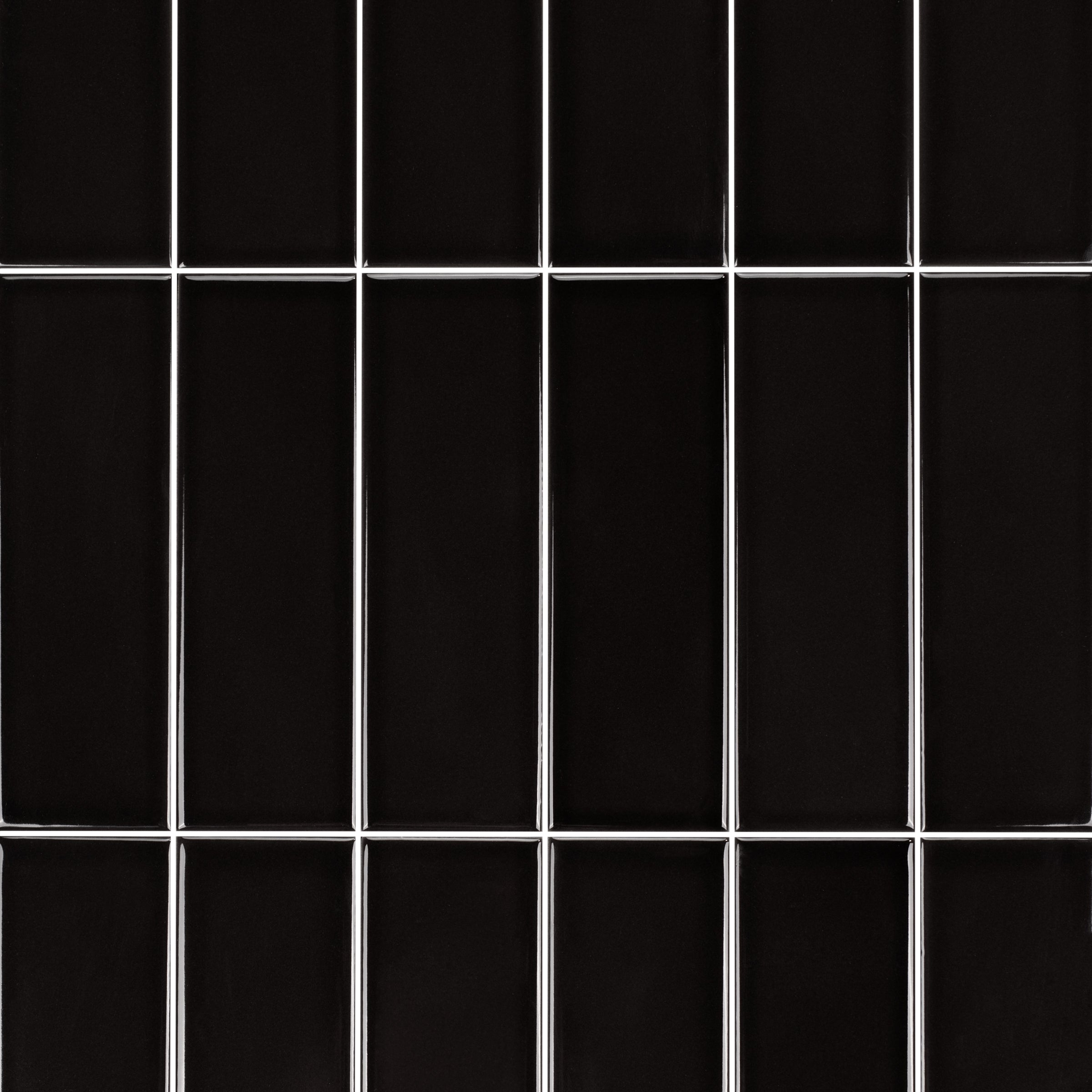 Colorblock Porcelain Tile in deep black matte finish with clean grid layout from Small Format Tiles New Arrivals collection