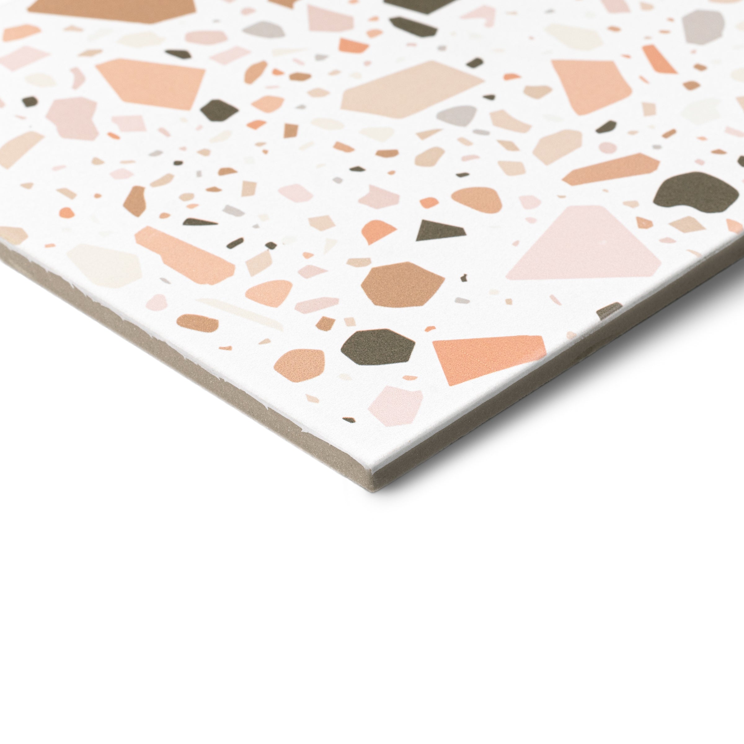 Cotto Confetti Matte Porcelain Tile Sample in Porcelain collection with multicolor terrazzo pattern, SAMPLES ONLY.